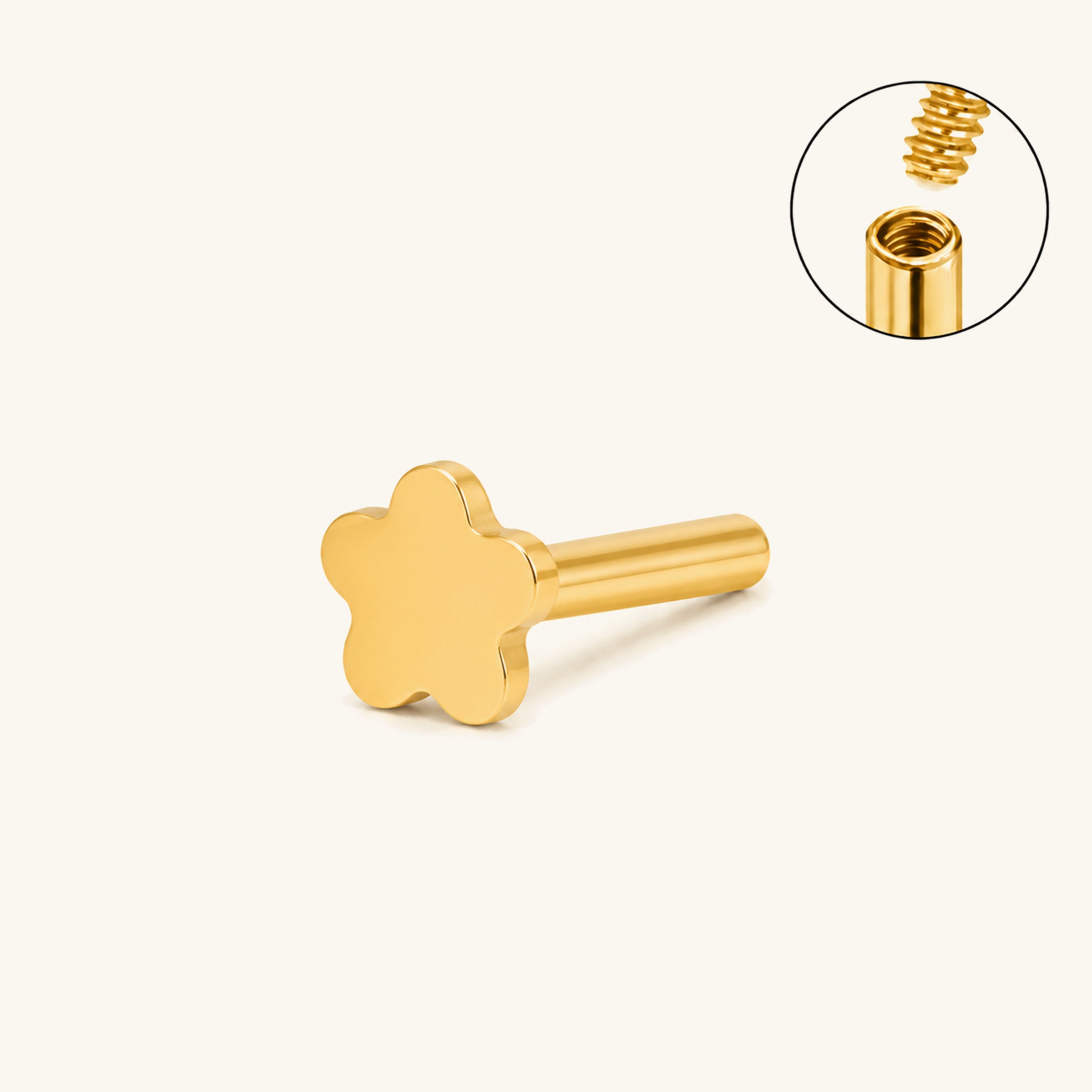 Flower Internal Threaded Flat Back Post (Titanium)