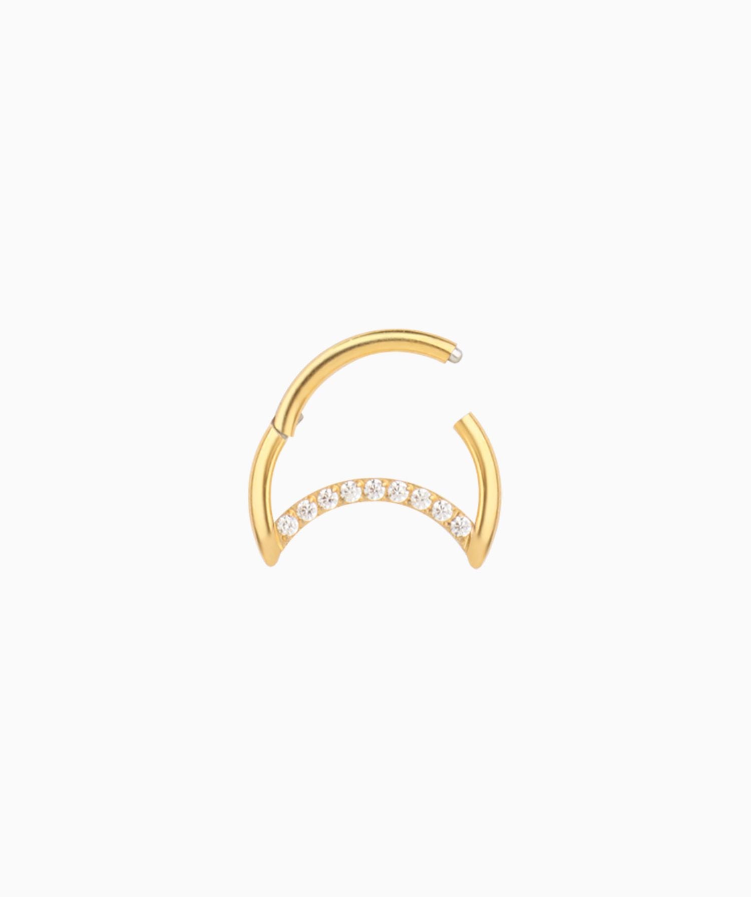 Shining Crescent Clicker Hoop - Stainless Steel - Daith, Septum - Oumo Jewelry