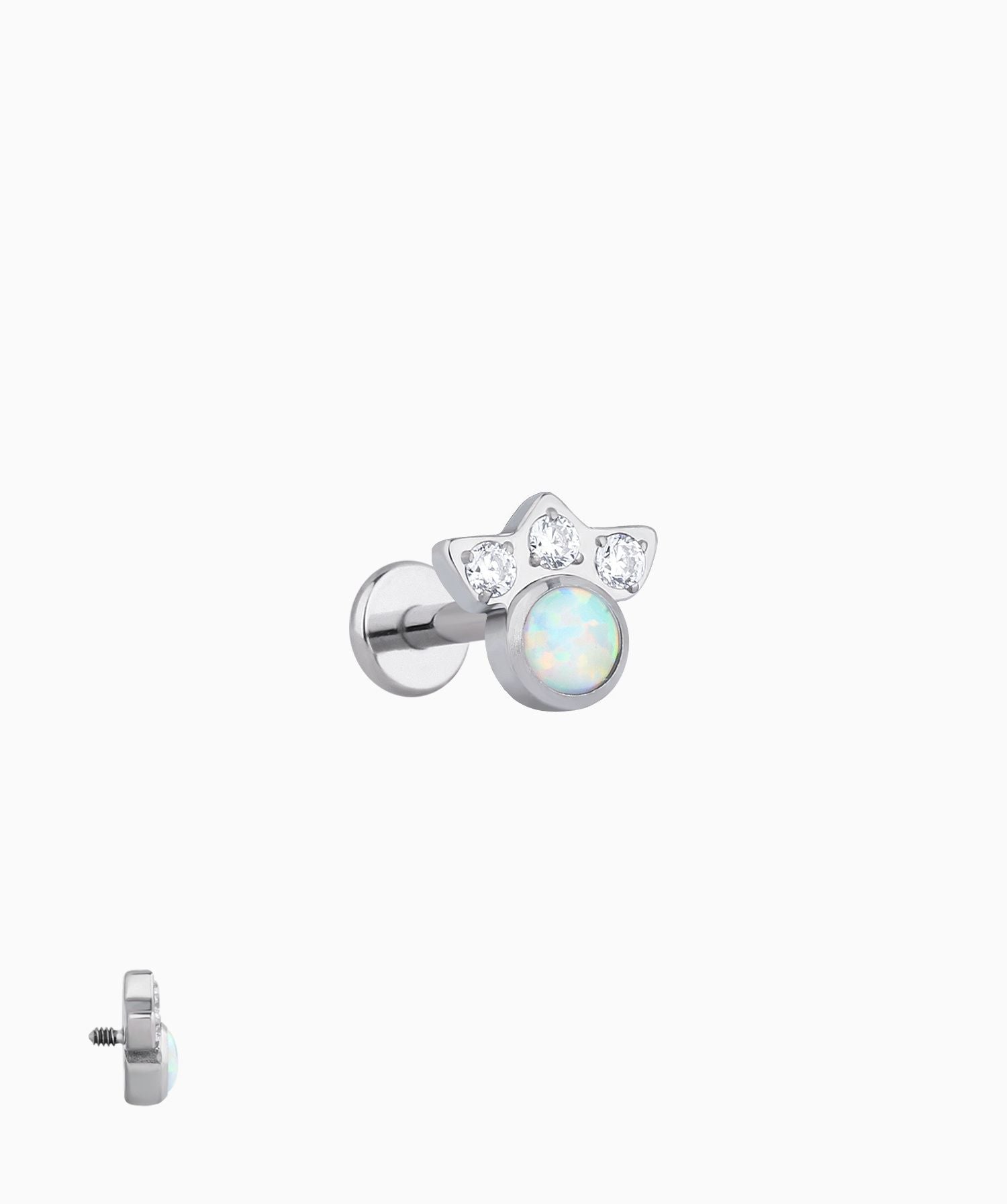 Titanium Opal Paw Print Flatback Stud - OumoJewelry