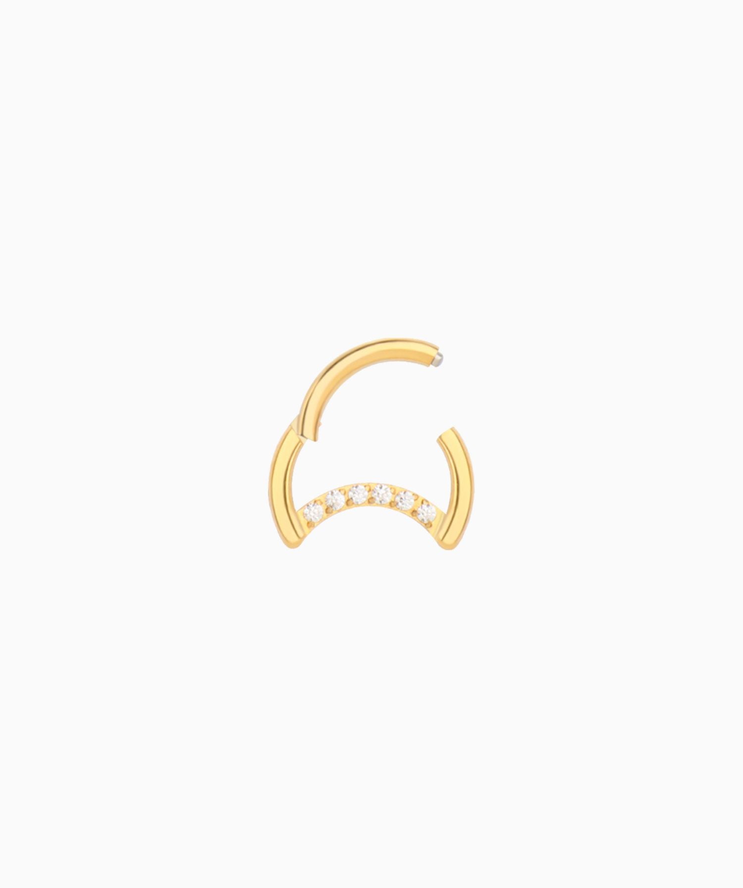 Shining Crescent Clicker Hoop - Stainless Steel - Daith, Septum - Oumo Jewelry