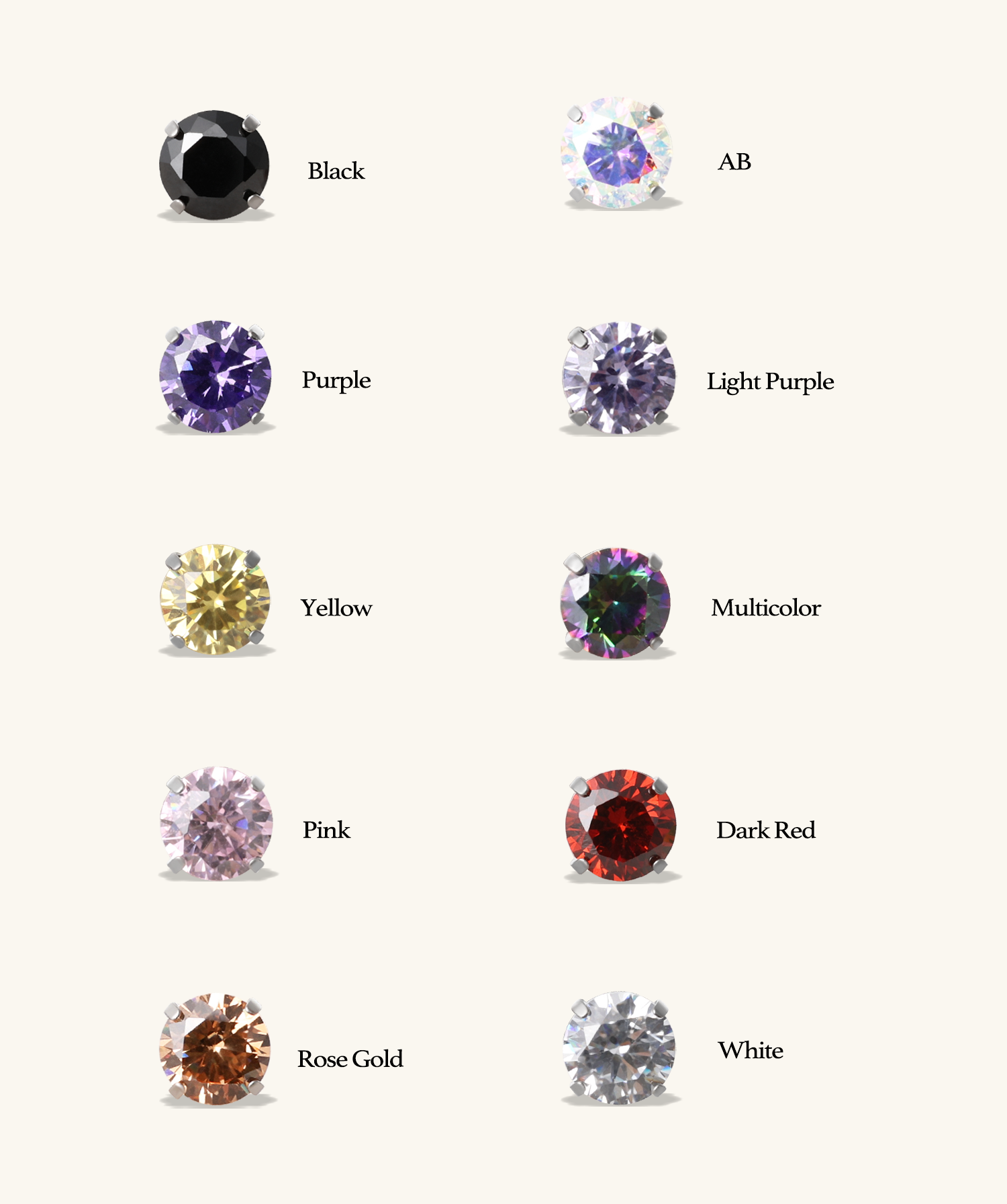 Titanium Charm Gemstones Flatback Stud - OumoJewelry
