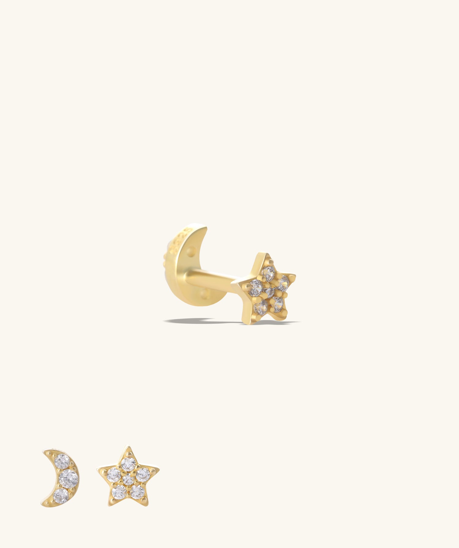 Moon Star Reversible Flatback Stud - OumoJewelry