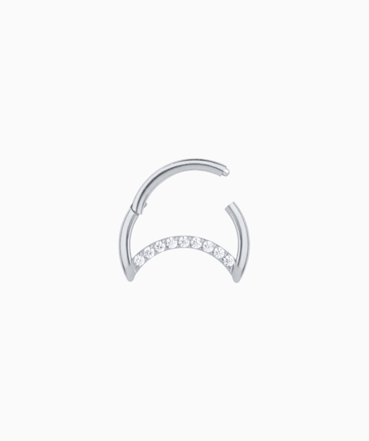 Shining Crescent Clicker Hoop - Stainless Steel - Daith, Septum - Oumo Jewelry