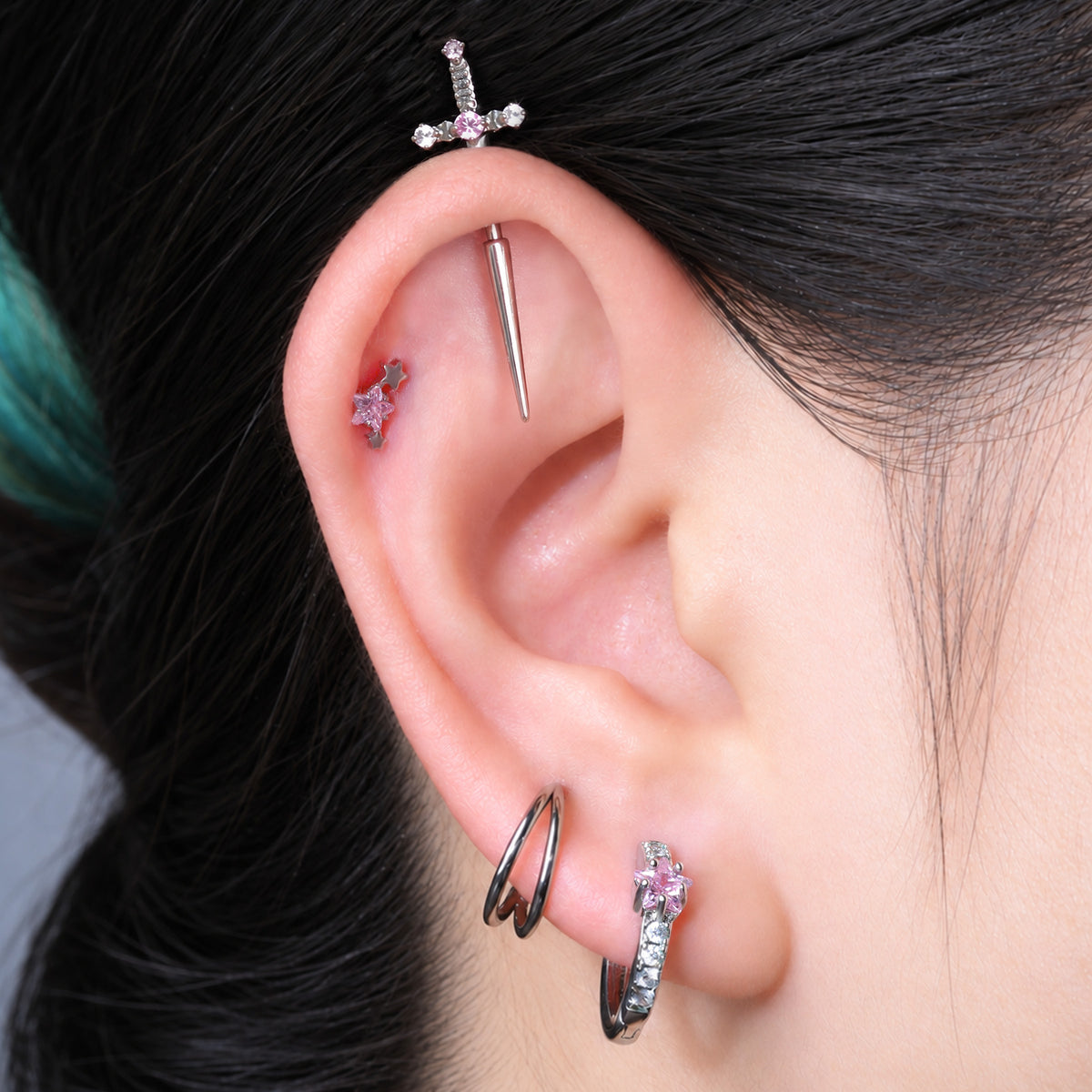 Titanium Petite Star Flatback Stud