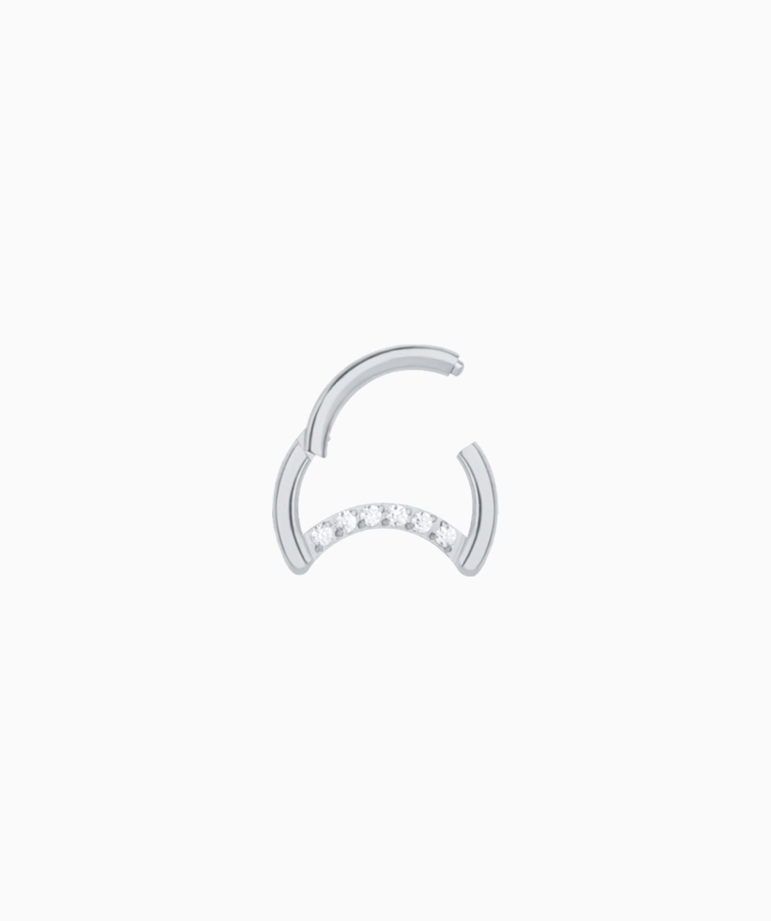 Shining Crescent Clicker Hoop - Stainless Steel - Daith, Septum - Oumo Jewelry