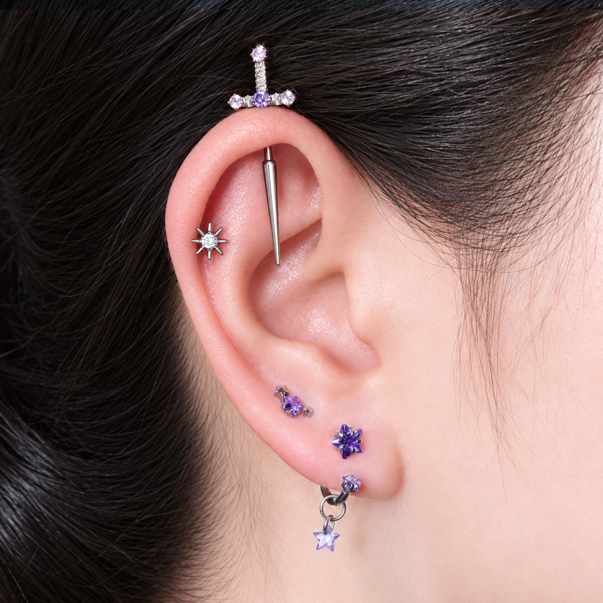 Titanium Petite Star Flatback Stud