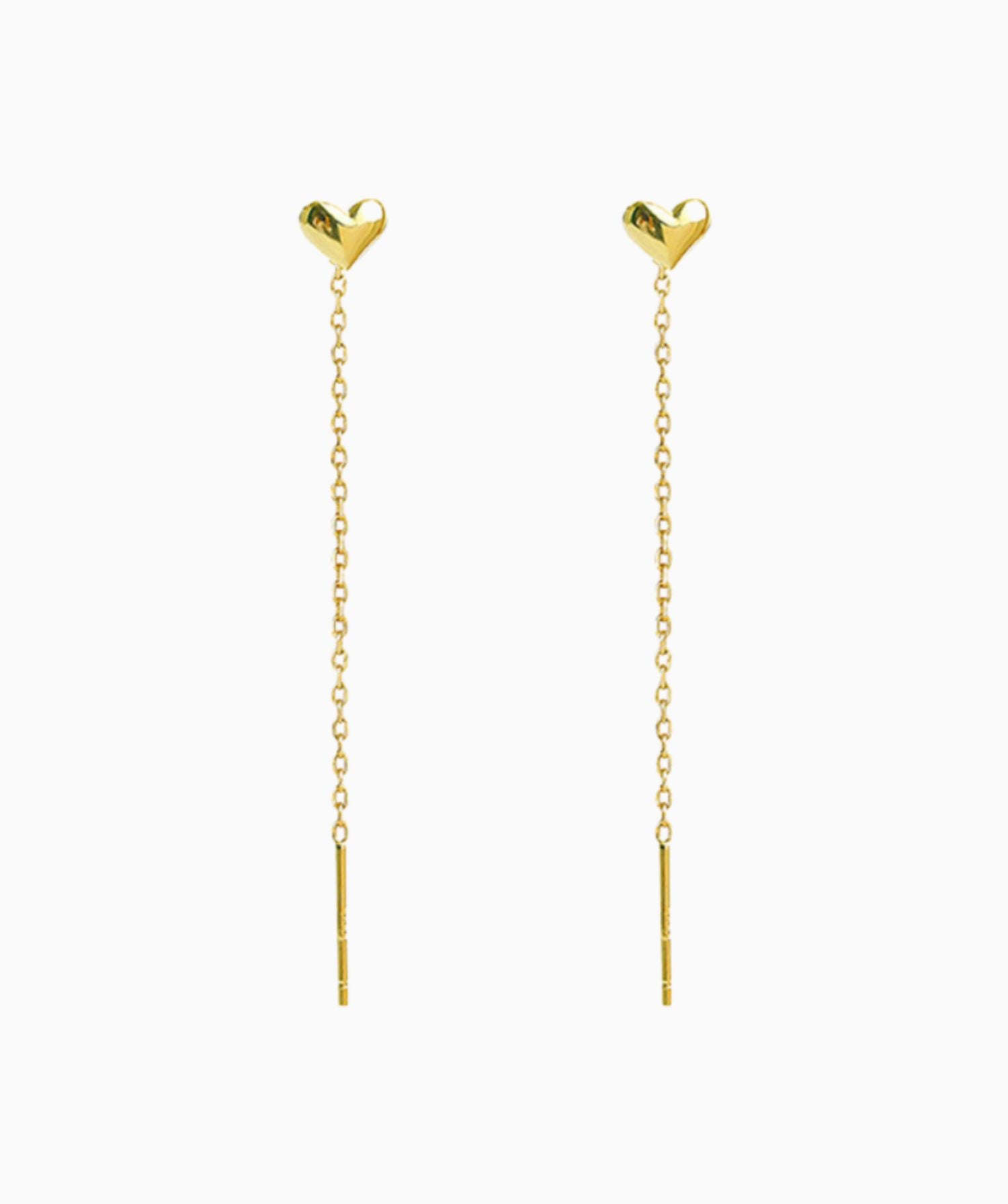 Puffed Heart Ear Threads - OumoJewelry