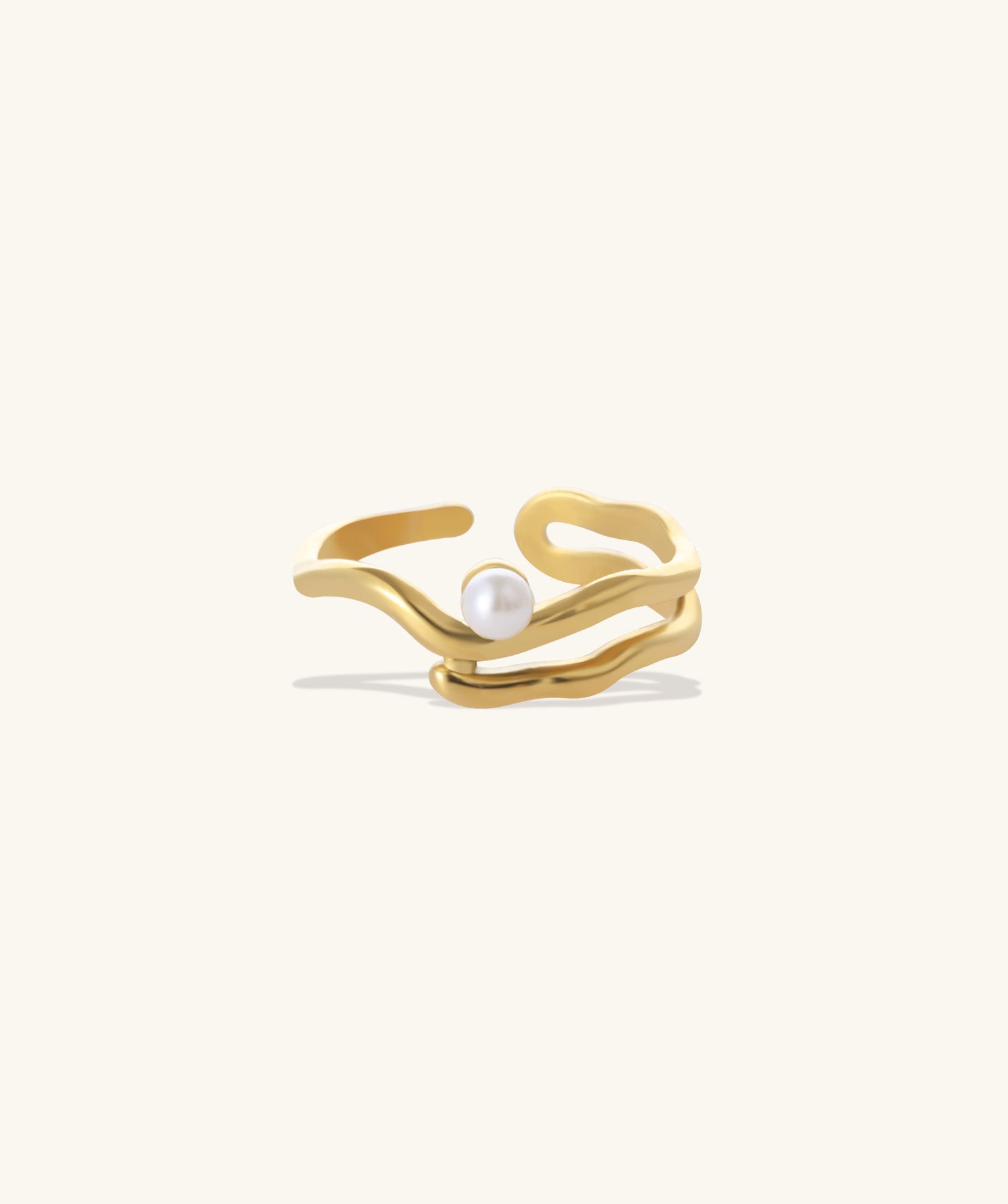 Pearl Wave Ring - Stainless Steel - Oumo Jewelry