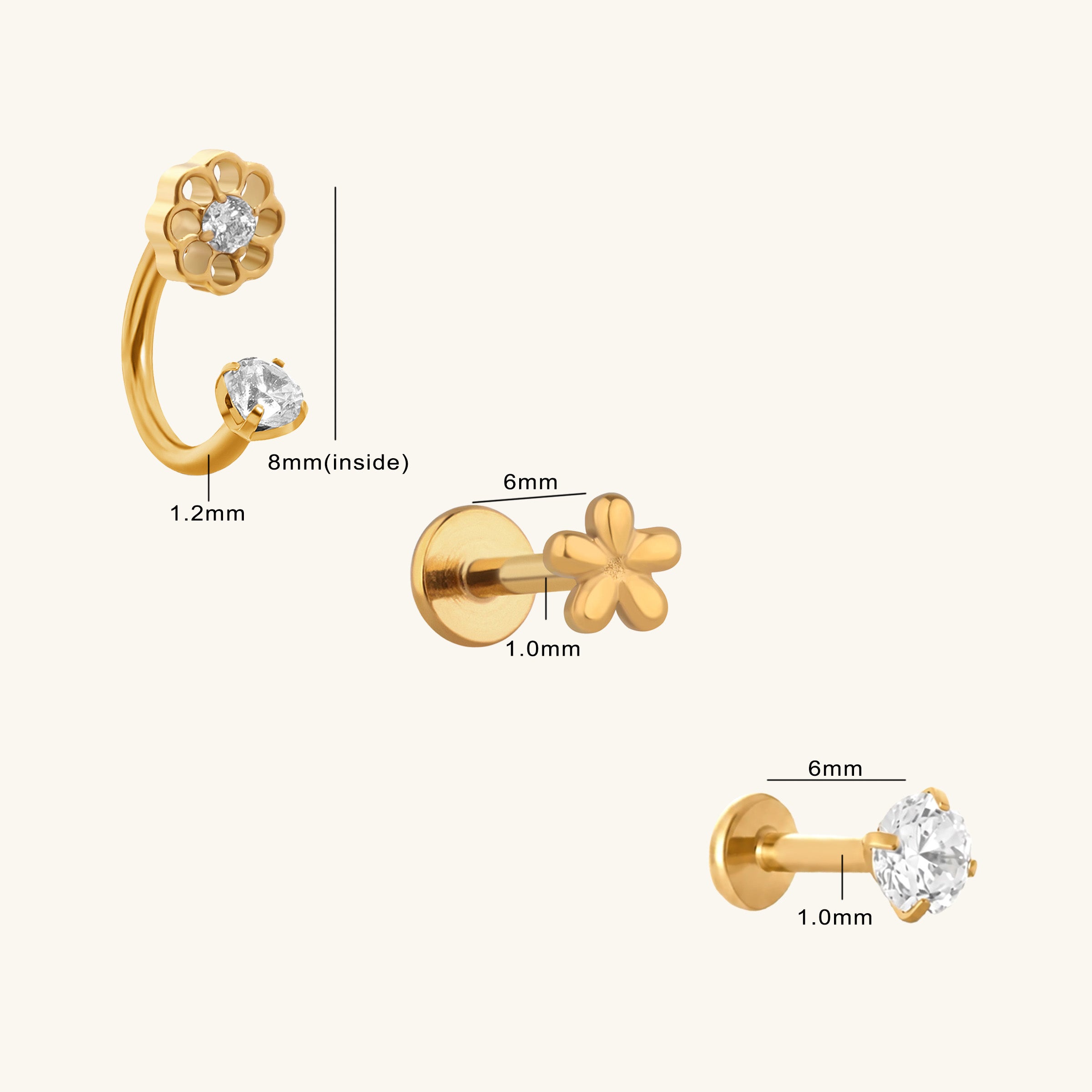 Titanium Nuria Ear Stack Set