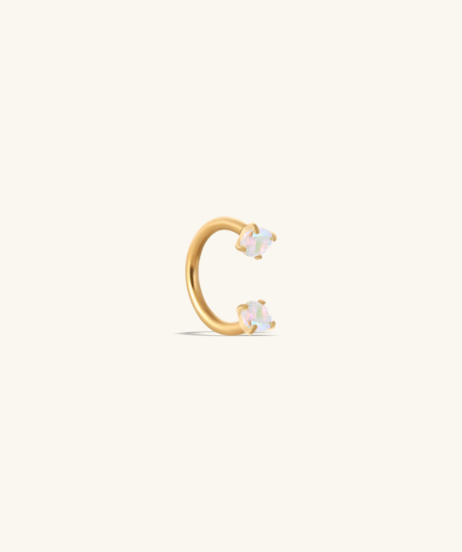 Titanium Gem Horseshoe Ring - OumoJewelry