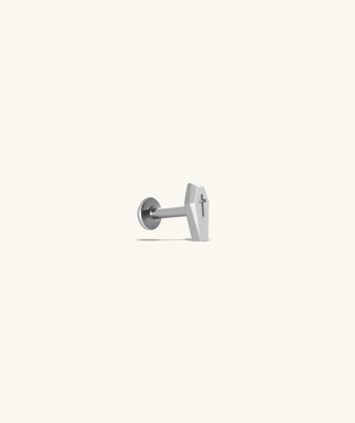 Titanium Cross Coffin Flatback Stud - OumoJewelry