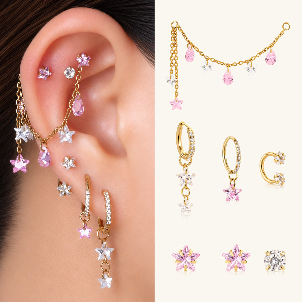 Pink Zia Ear Stack Set