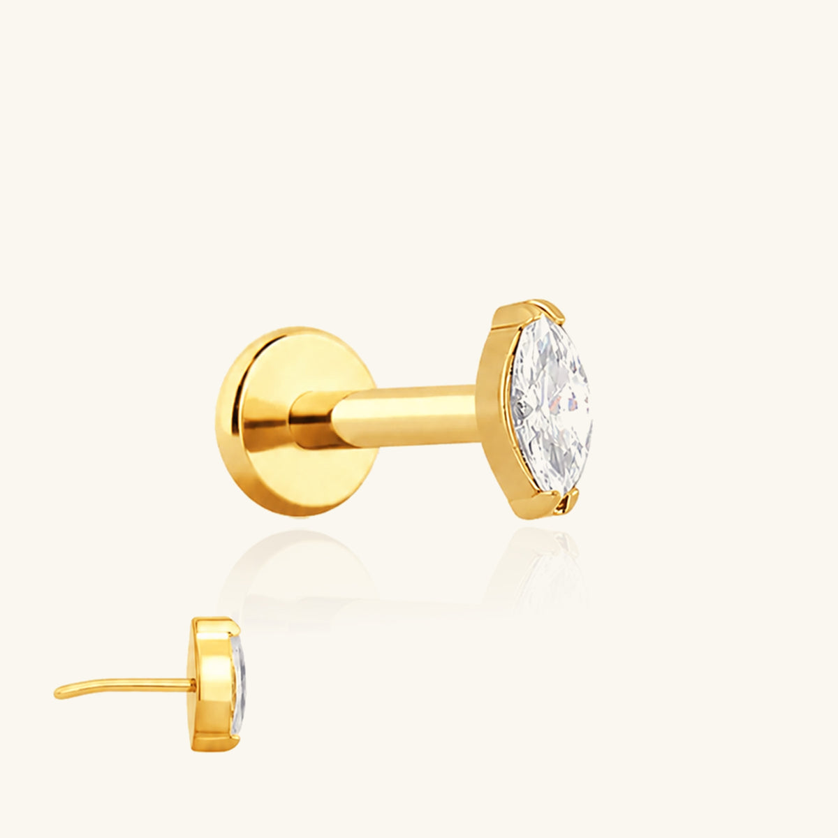 Titanium Marquise Flatback Stud