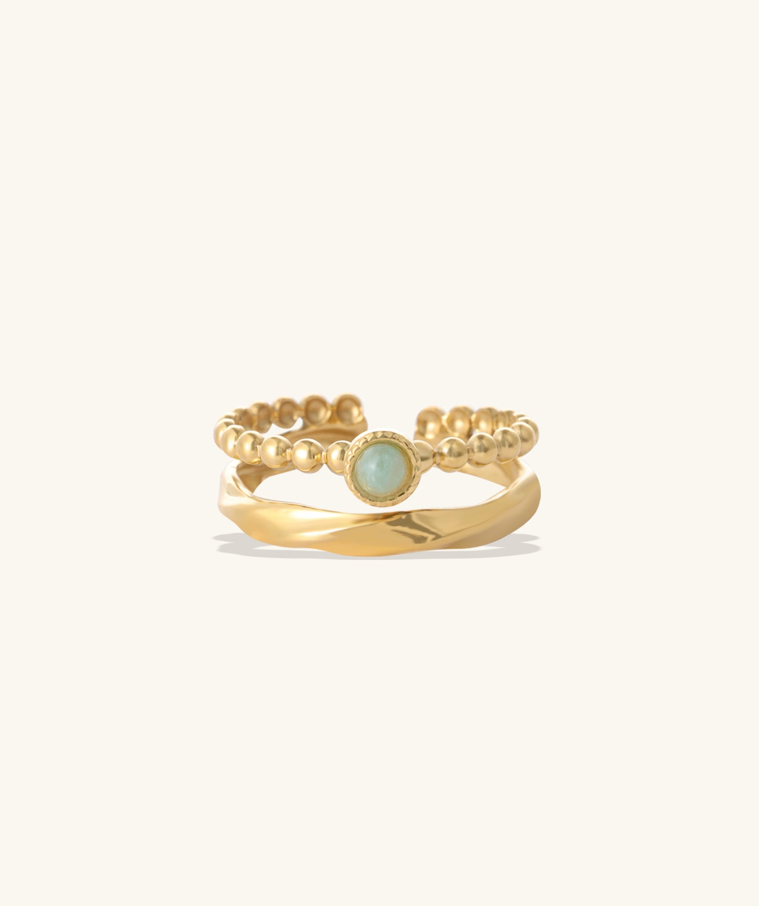 Golden Aqua Ring - OumoJewelry