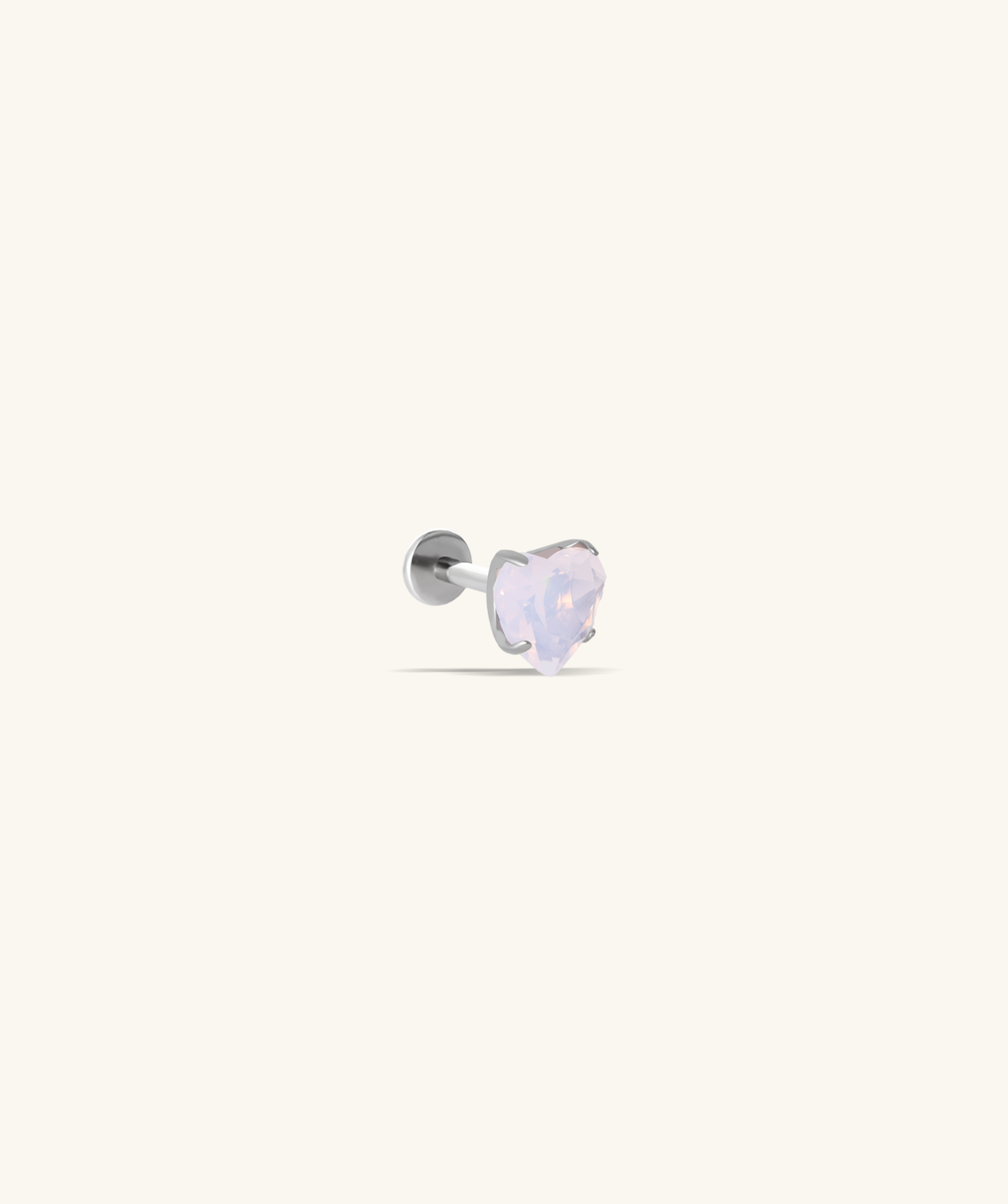 Titanium Pink Opal Heart Stud - OumoJewelry
