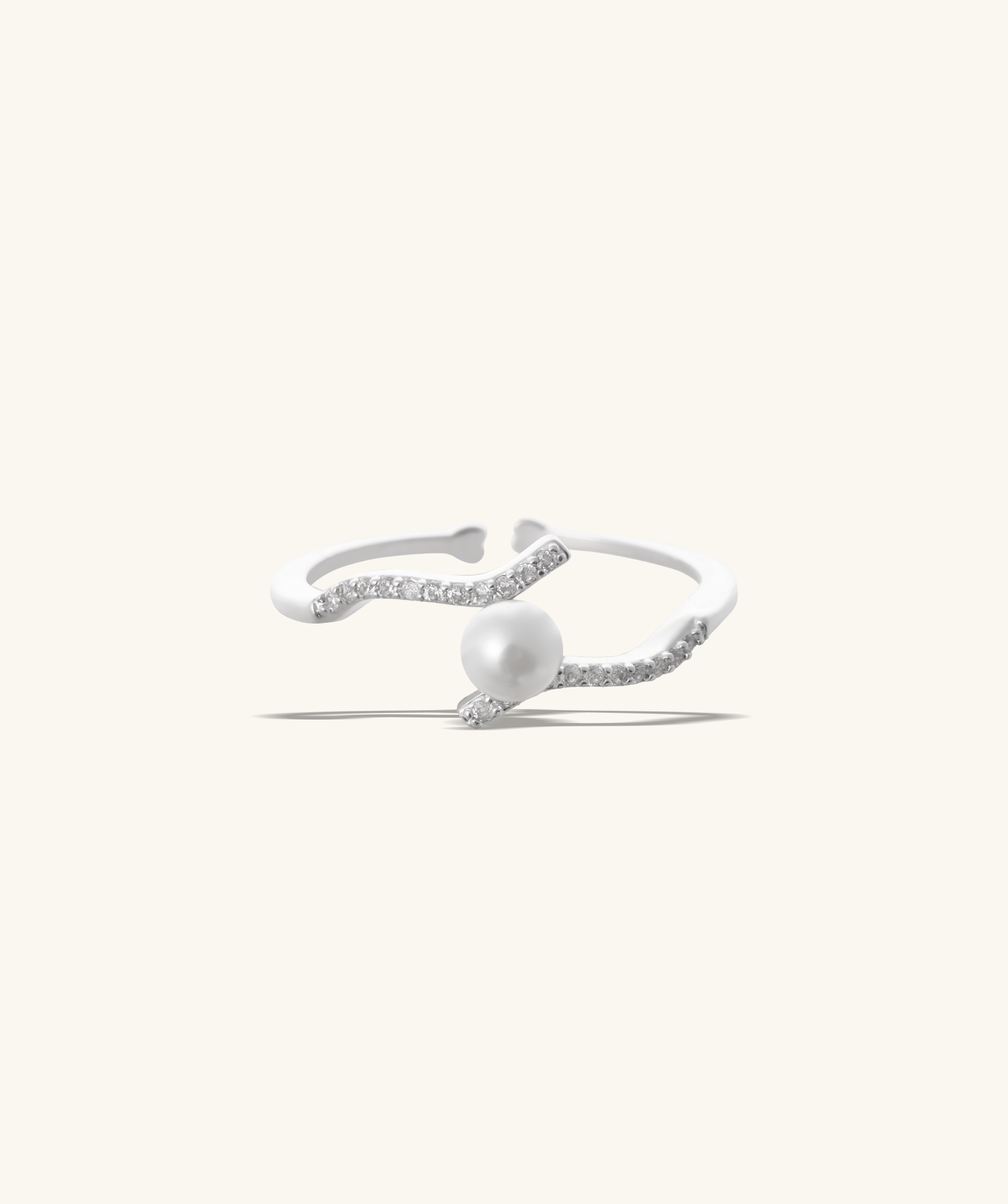 Wave Pearl Ring - Brass - Oumo Jewelry