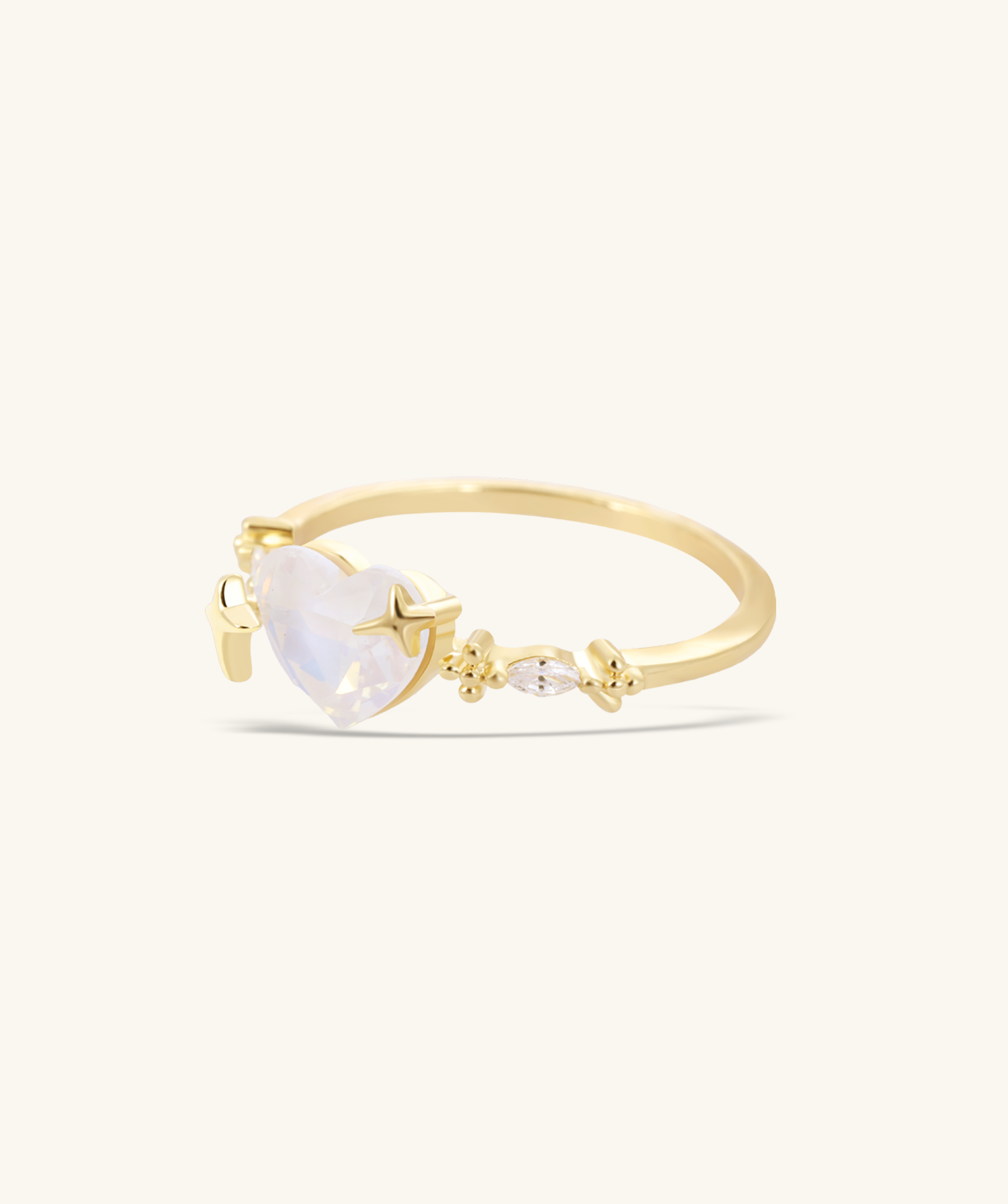 Starlight Heart Ring - Brass - Oumo Jewelry