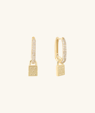Lock Dangle Hoop - OumoJewelry