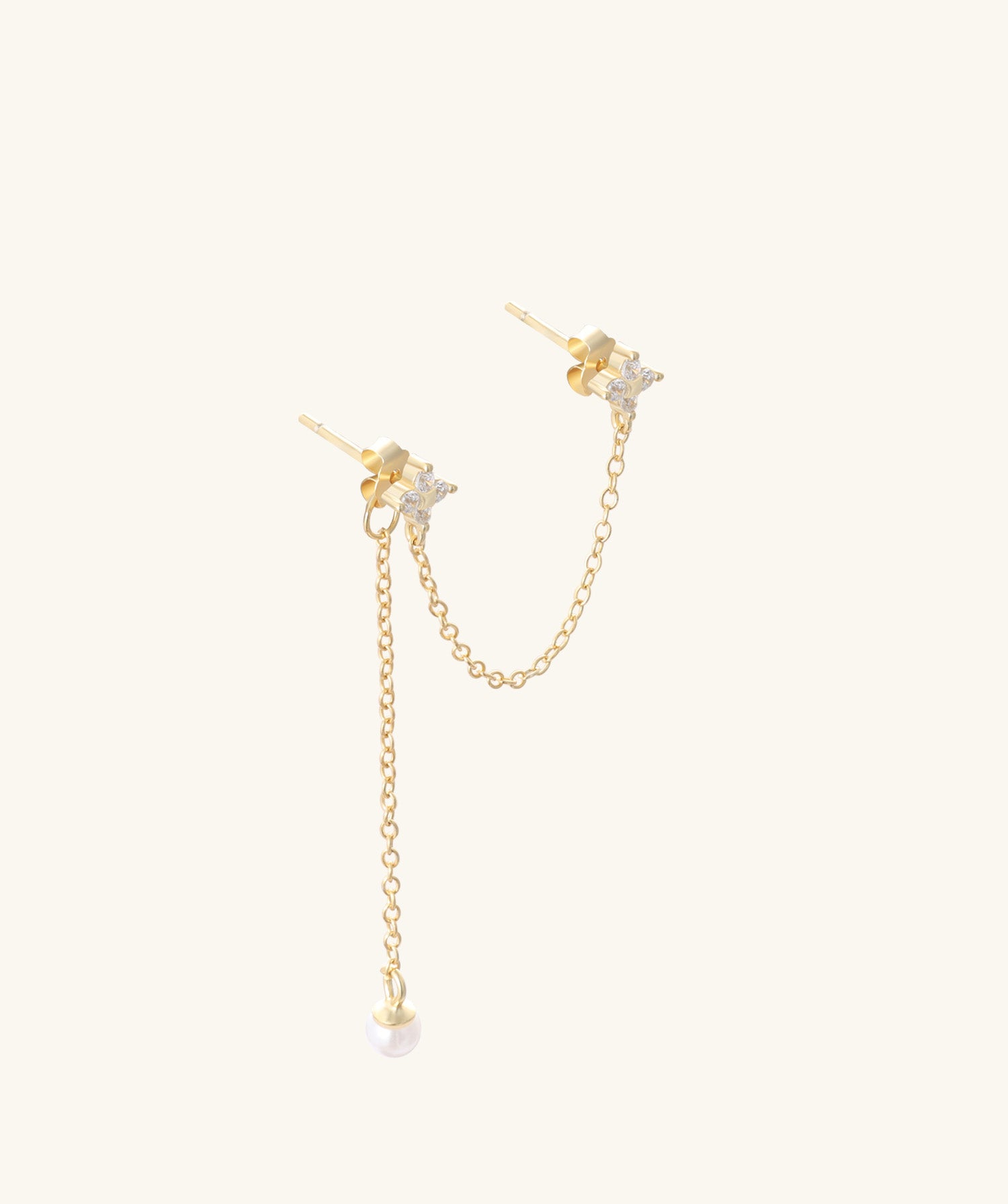 Flower & Pearl Chain Drop - OumoJewelry
