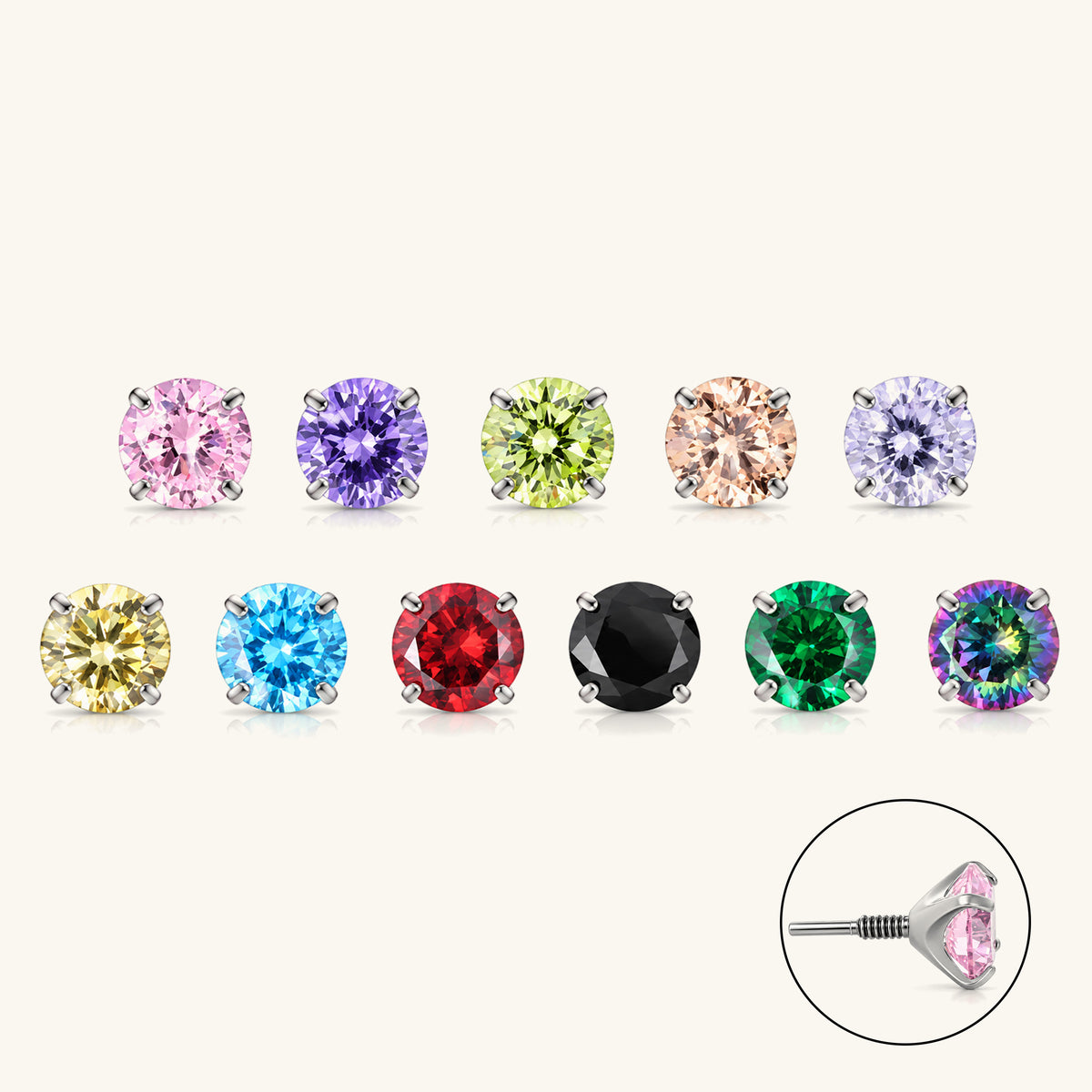 Titanium Sparkle Rainbow Stud