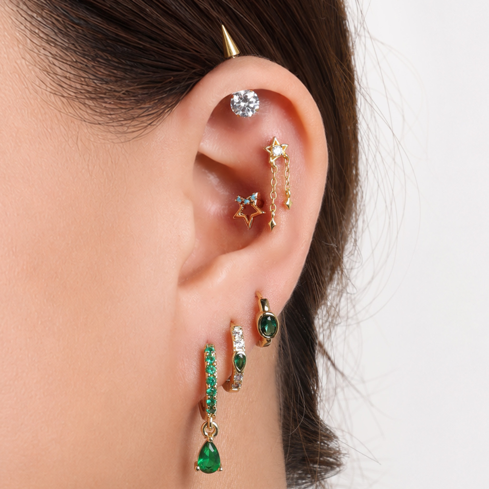 Star Double Chain Stud