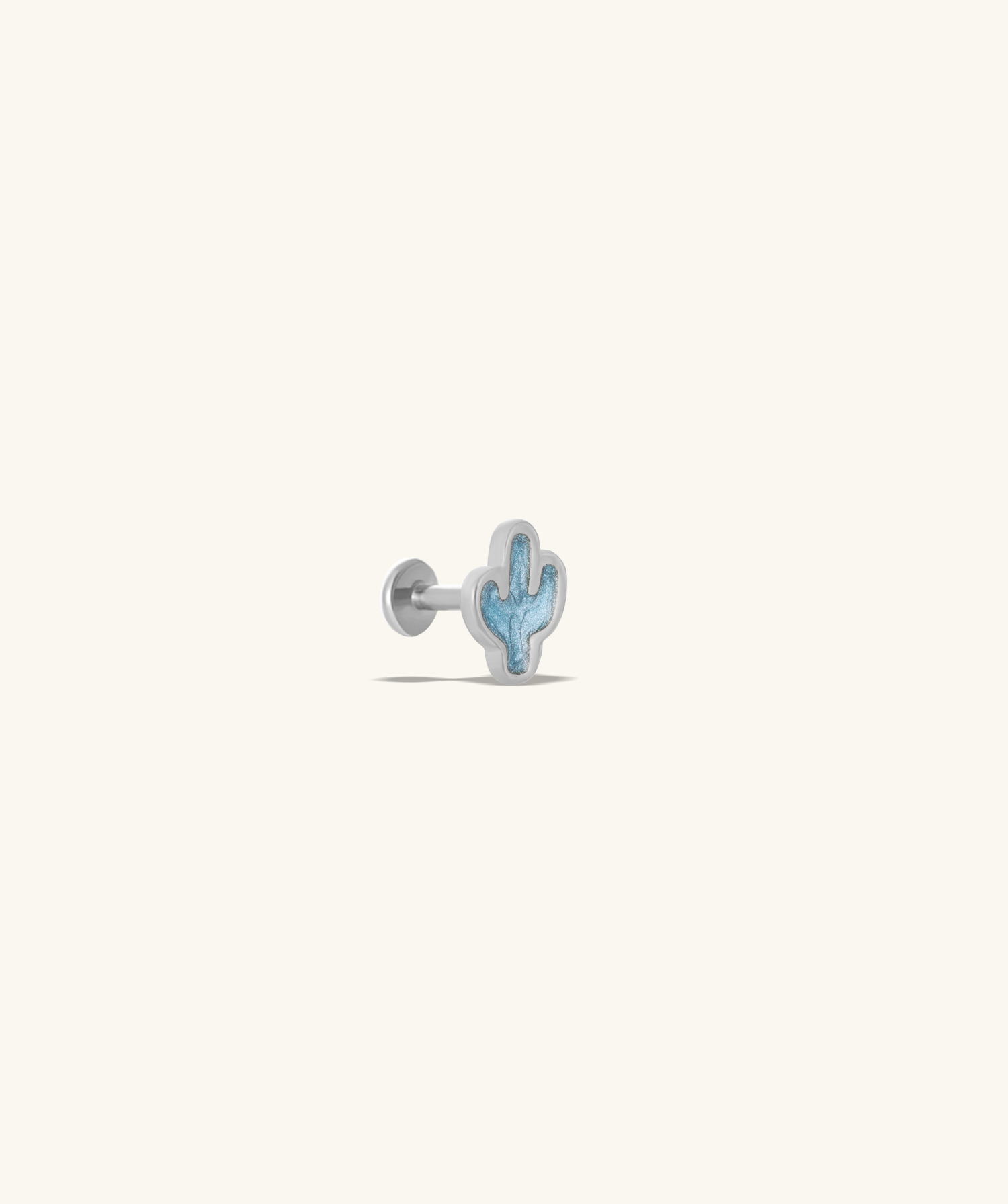 Enamel Cactus Flatback Stud - Stainless Steel - Helix, Upper Lobe, Conch - Oumo Jewelry