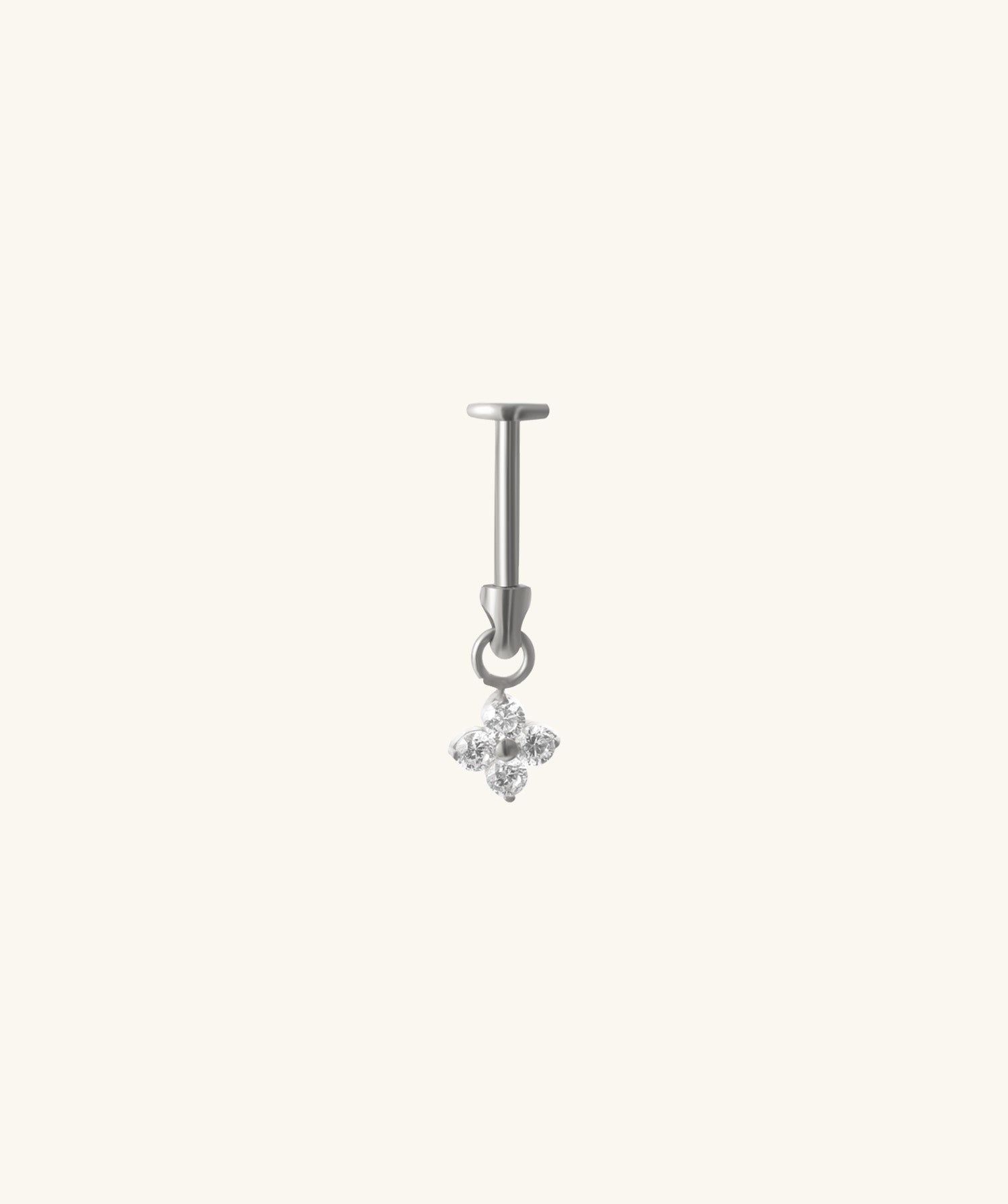 Titanium Flower Vertical Helix Flatback Stud
