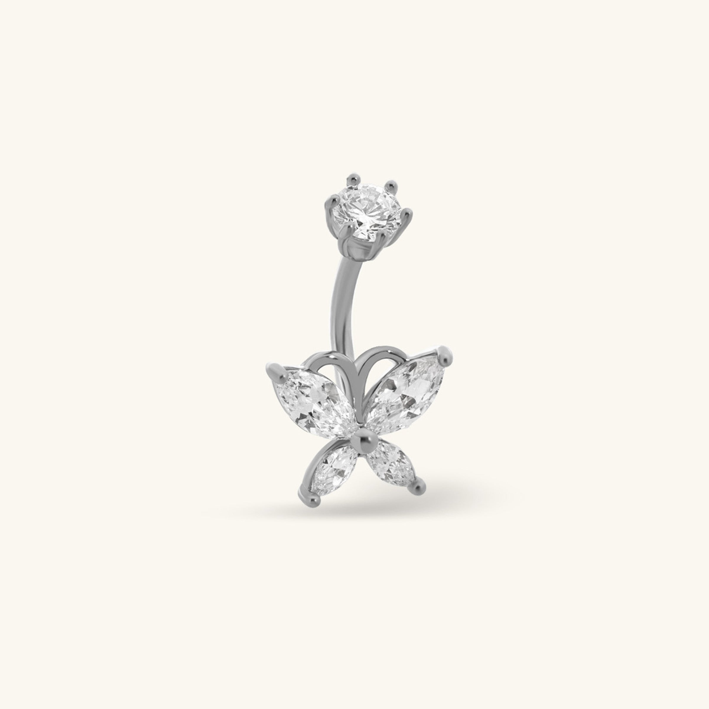 Seren Butterfly Belly Ring - Stainless Steel - Navel - Oumo Jewelry