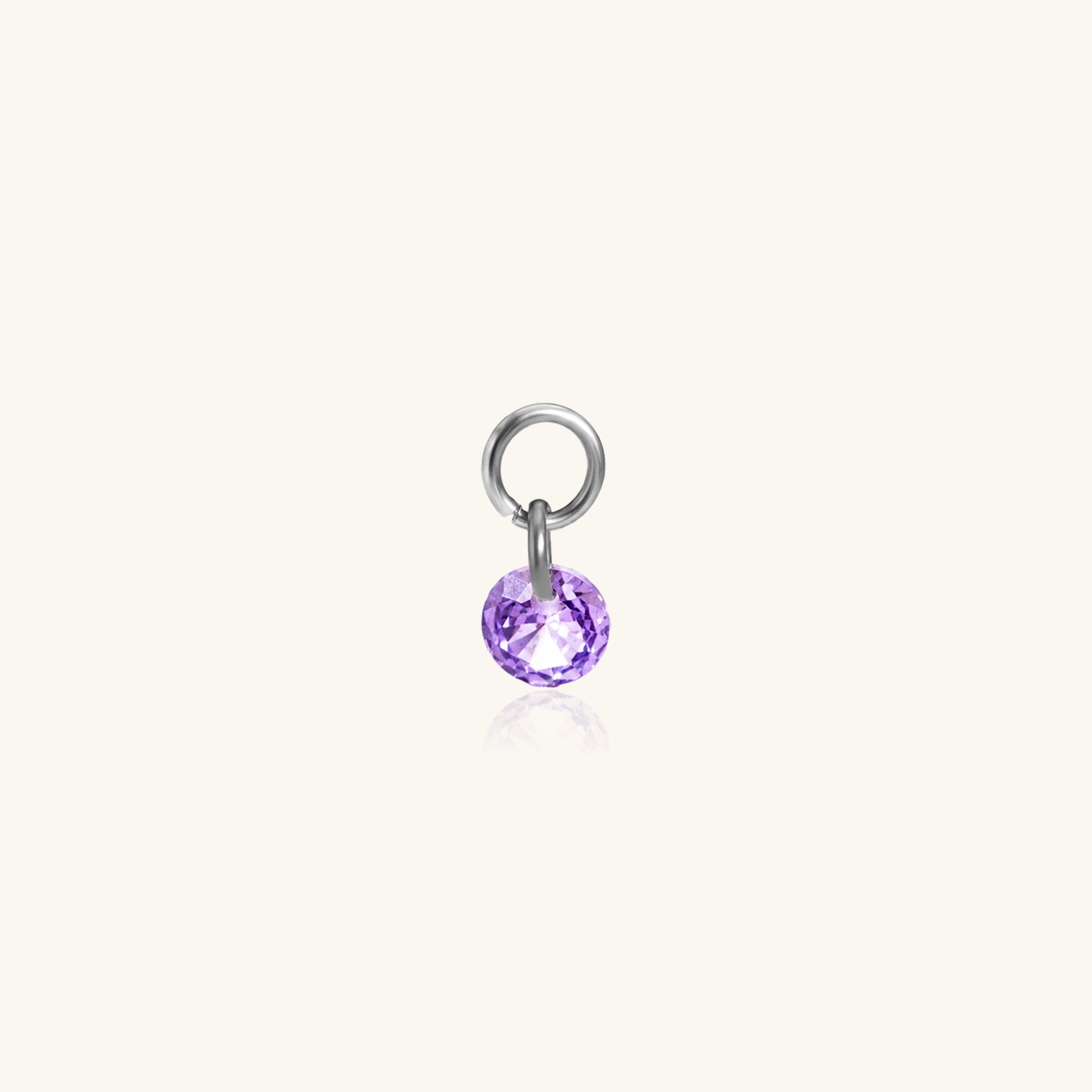 Single Round CZ Charm Drop - OumoJewelry