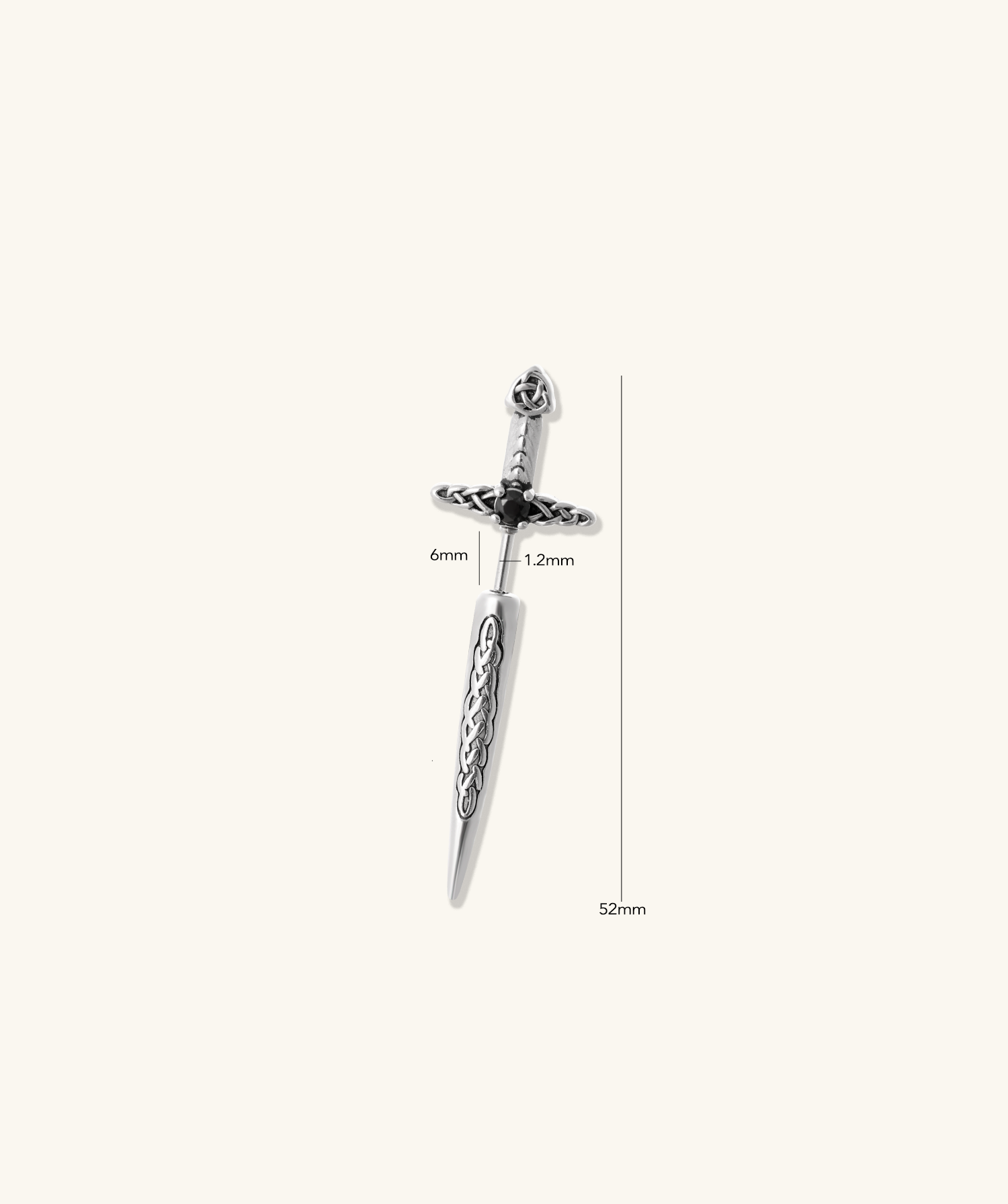 Retro Sword Stud - Stainless Steel - Upper Lobe - Oumo Jewelry