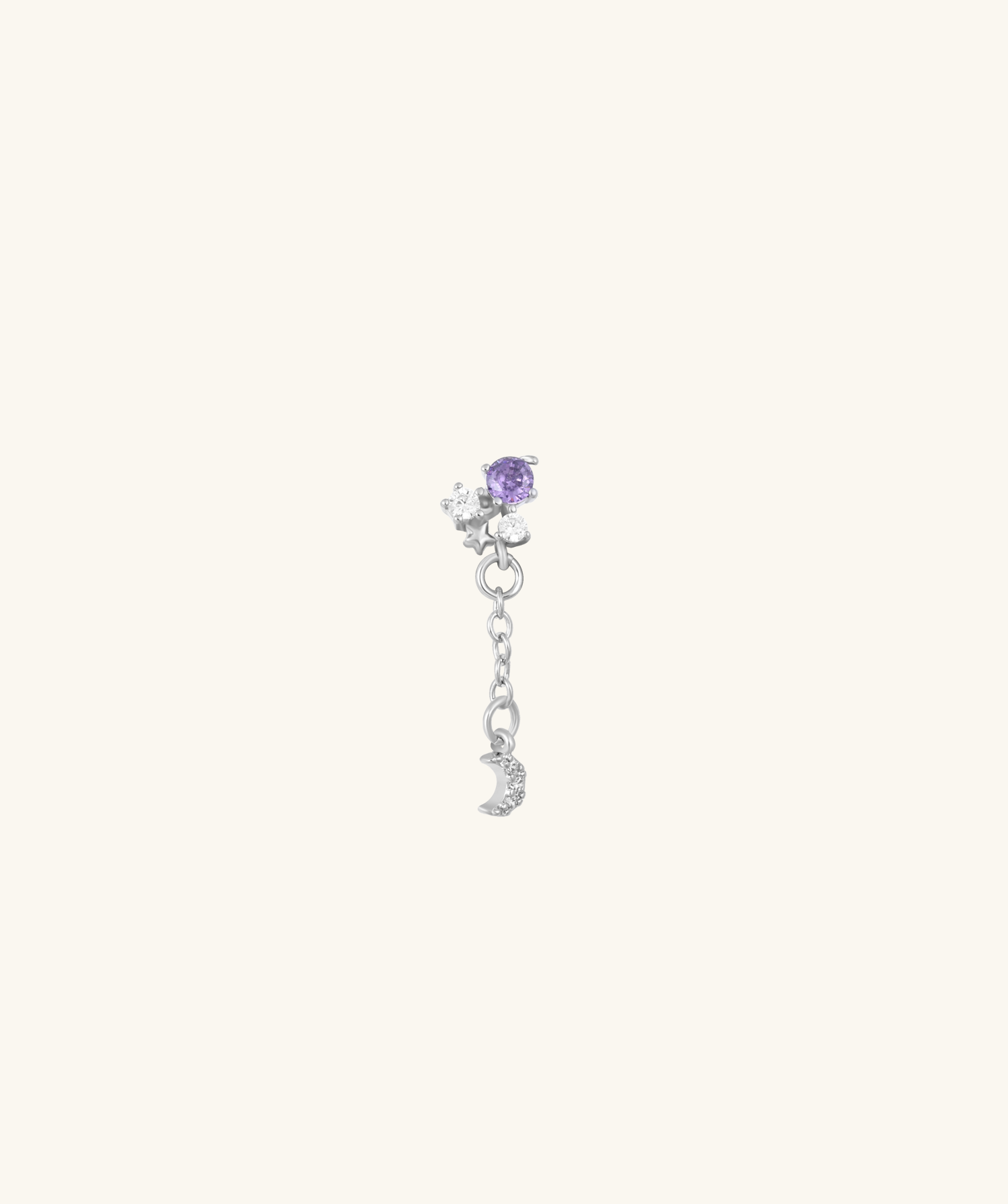 Purple Gem Chain Drop Stud - OumoJewelry