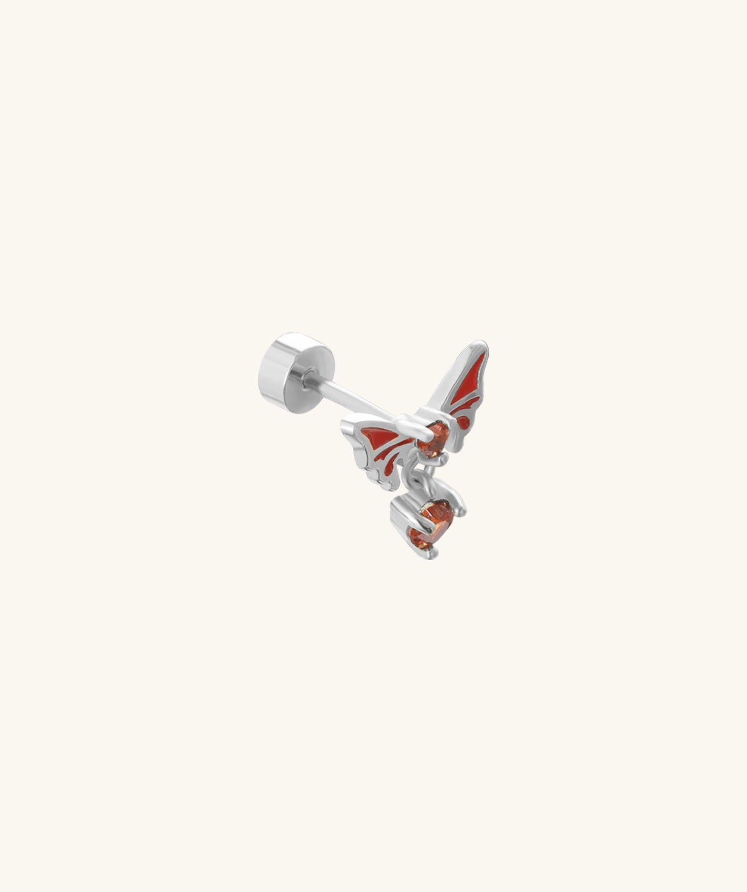 Enamel Butterfly Heart Flatback Drop