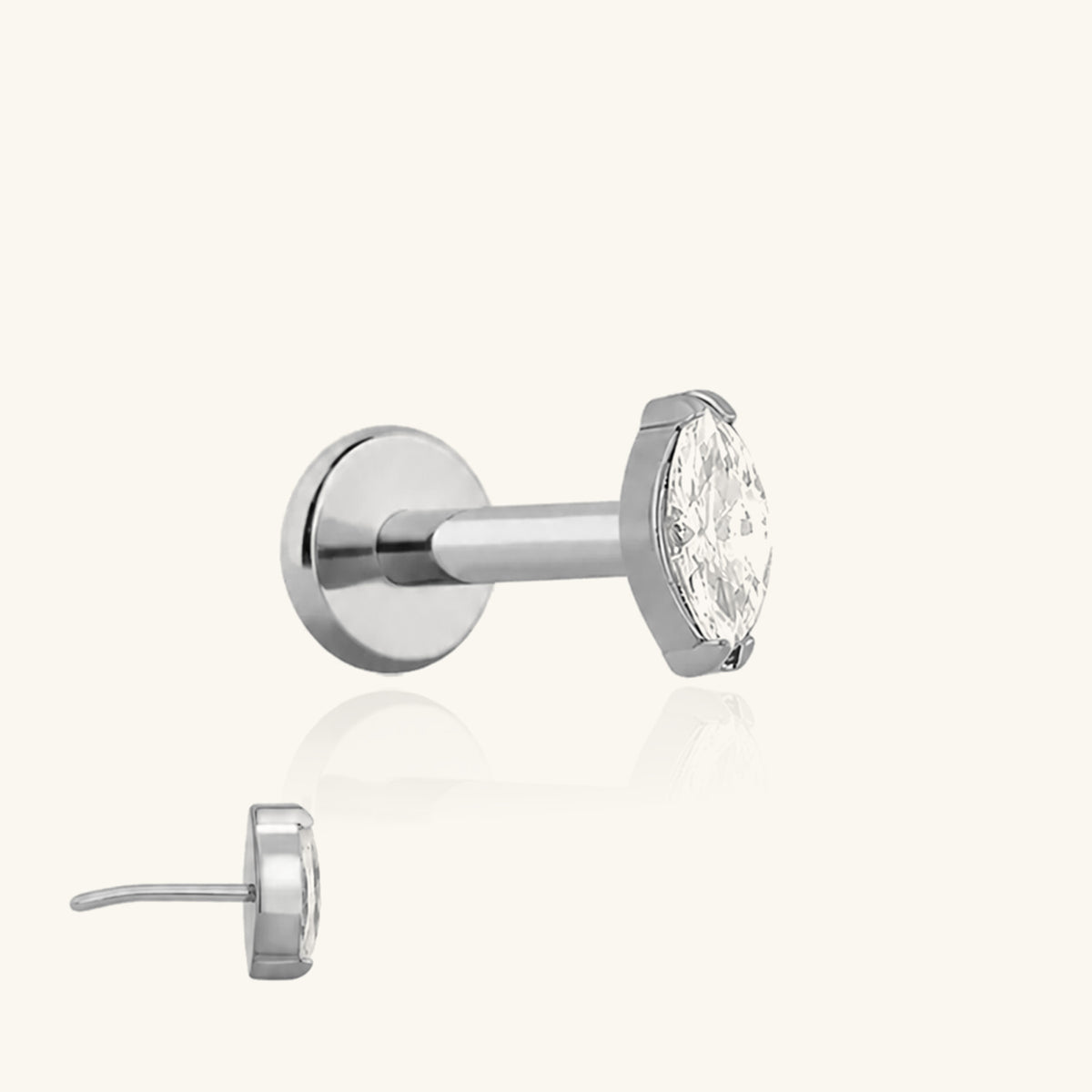 Titanium Marquise Flatback Stud