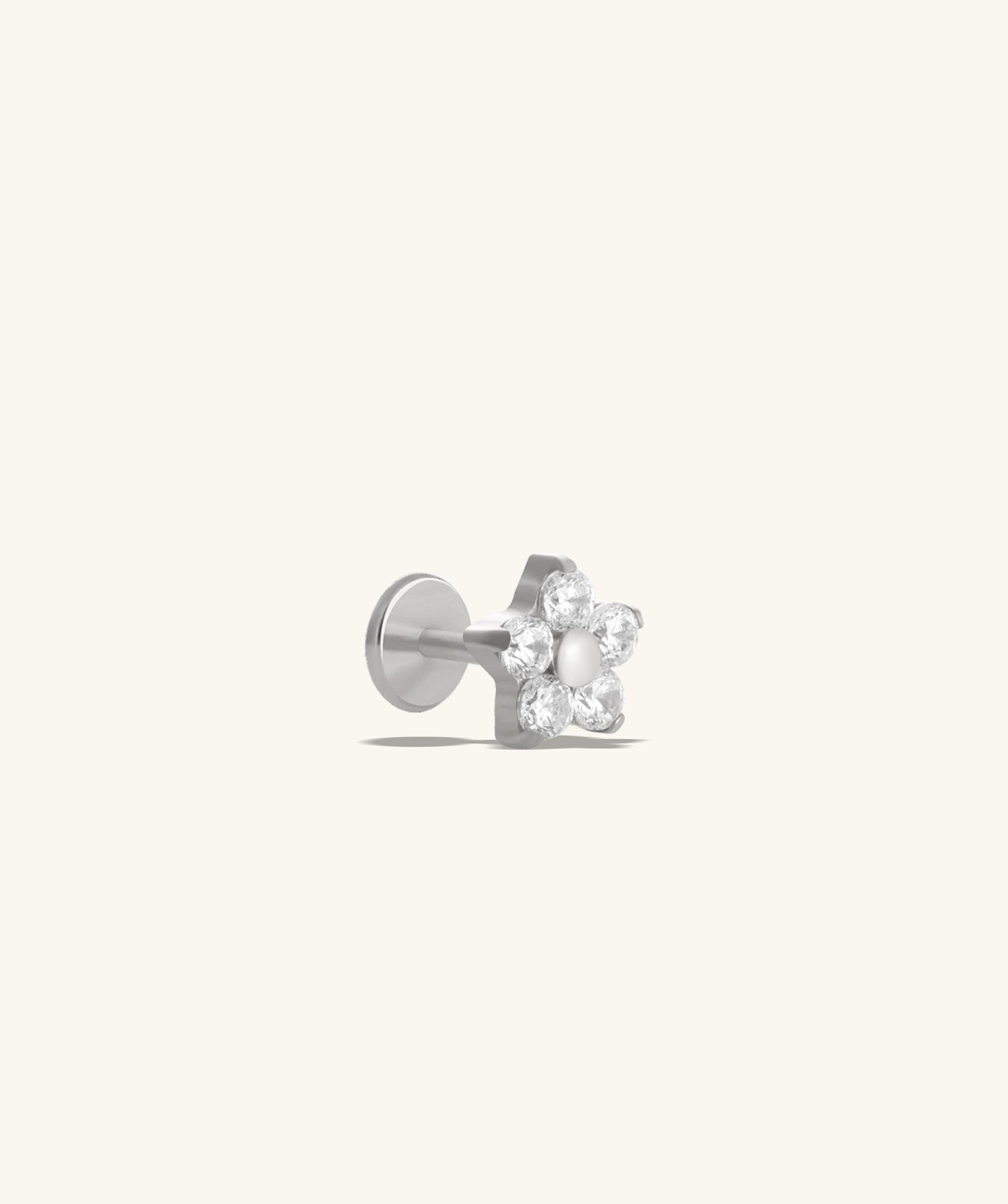 Titanium Flower Flatback Stud