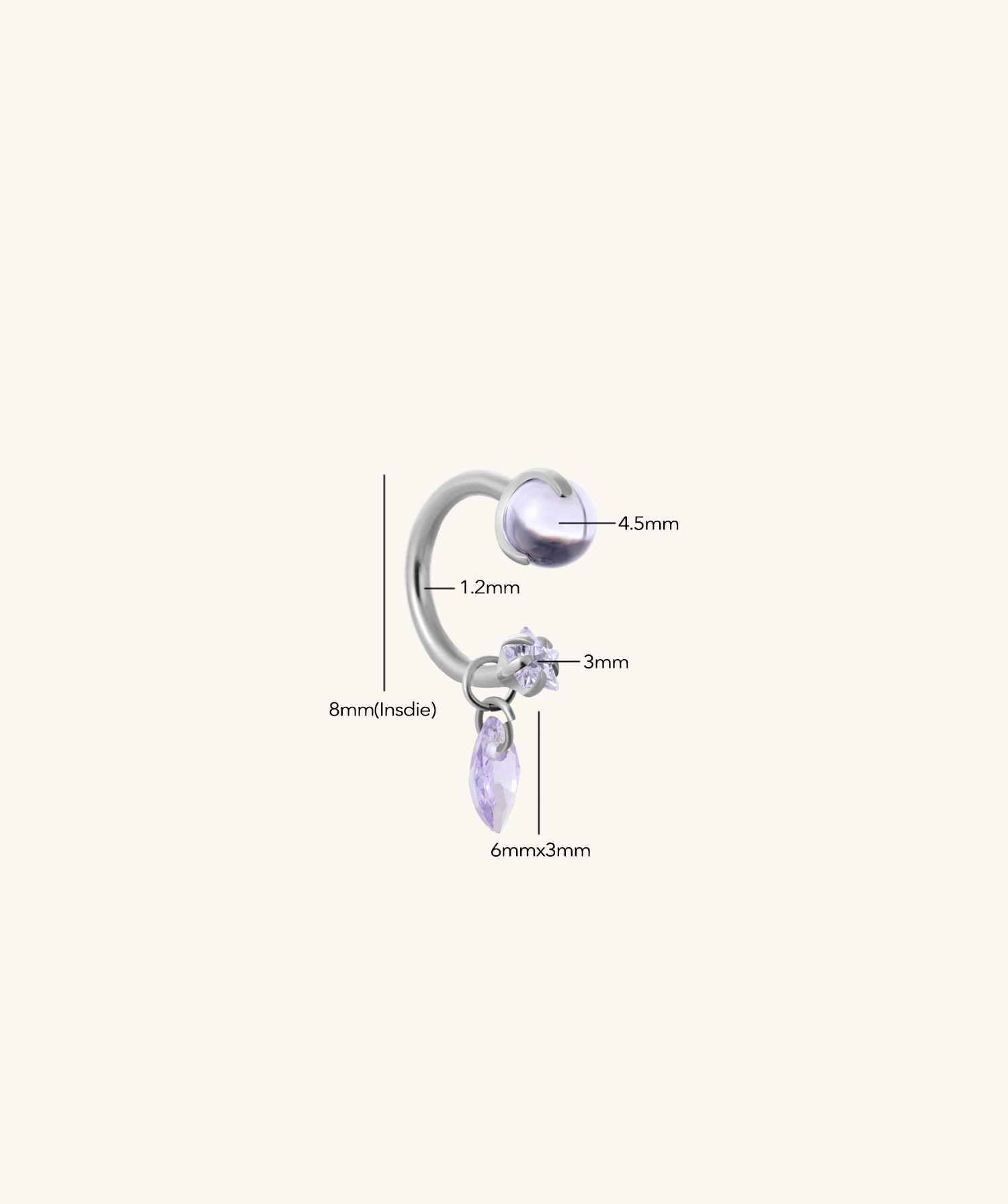 Titanium Stardrop Horseshoe Ring - OumoJewelry