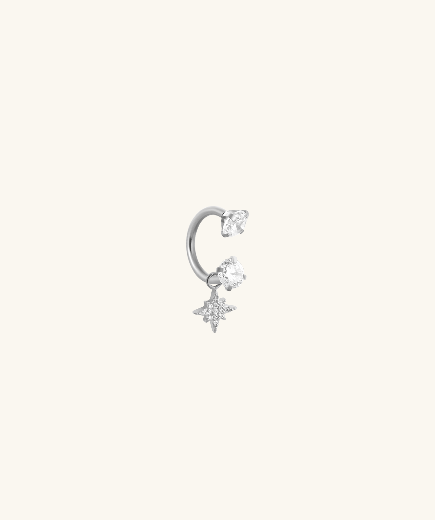 Starlet Drop Horseshoe Ring - Stainless Steel - Upper Lobe, Lip - Oumo Jewelry