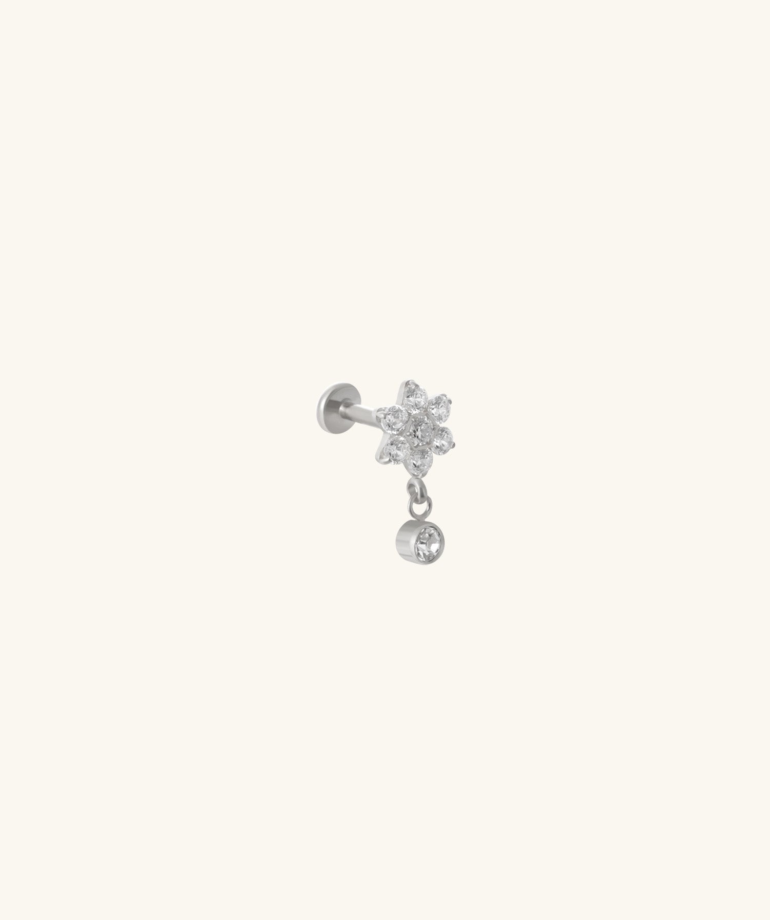 Titanium Flower Gem Flatback Drop - OumoJewelry
