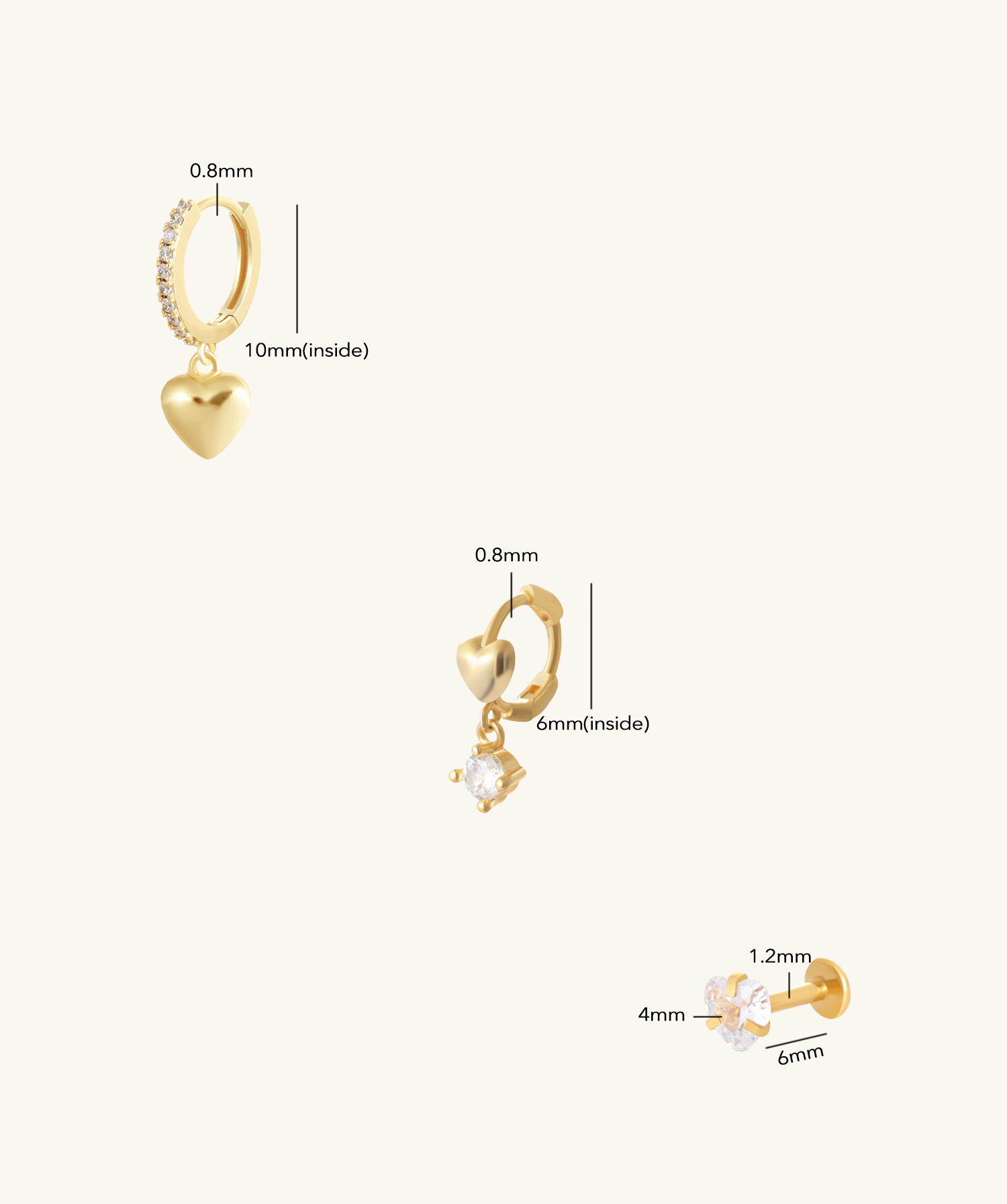 Heart Hoop & Stud Earrings Set - OumoJewelry