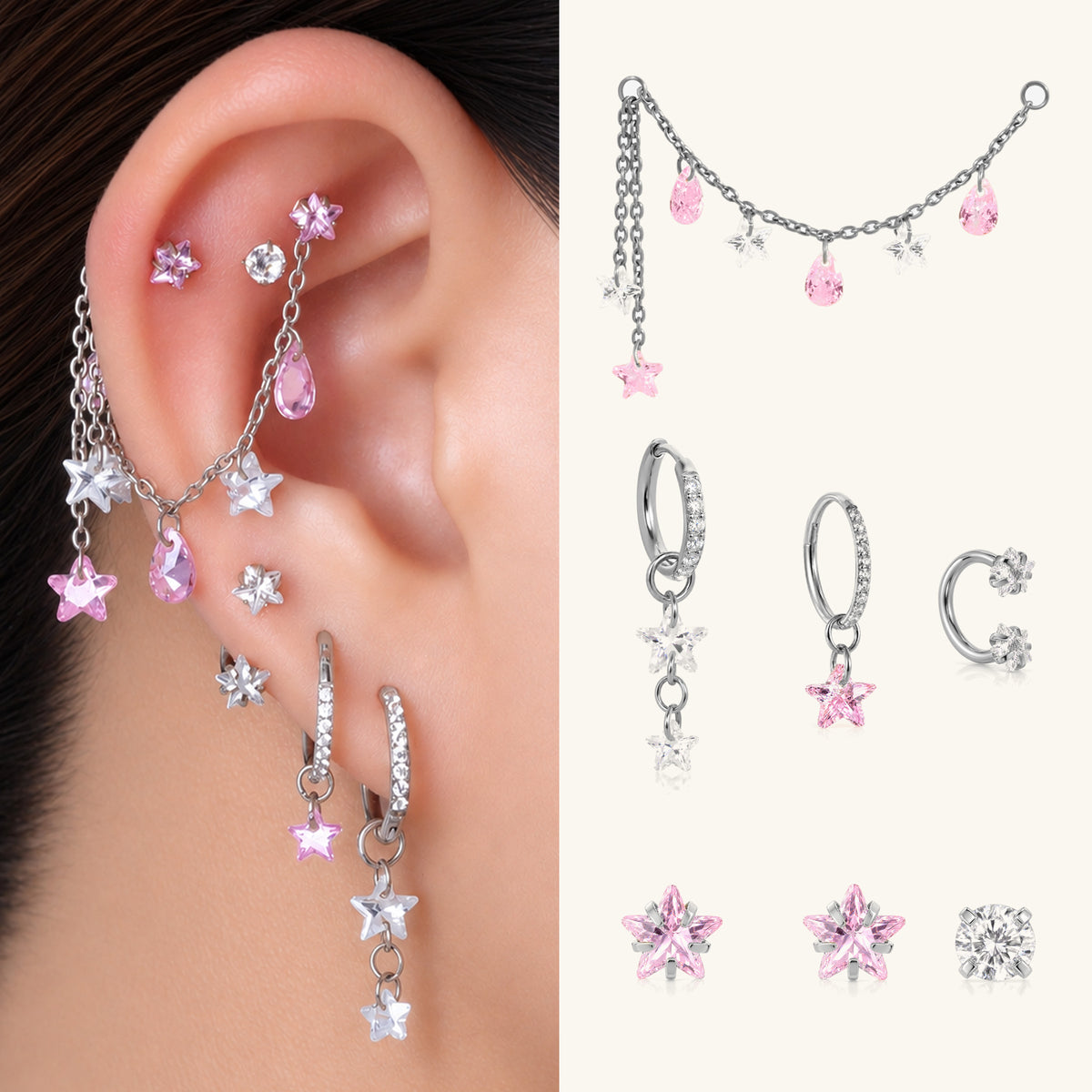 Pink Zia Ear Stack Set