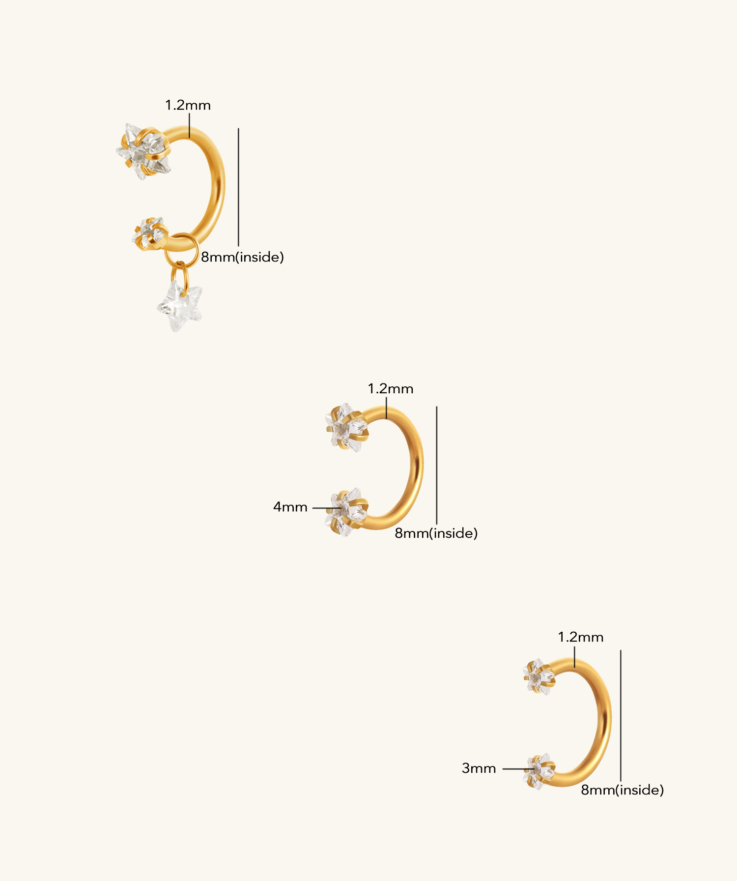Starry Horseshoe Ring Set - OumoJewelry