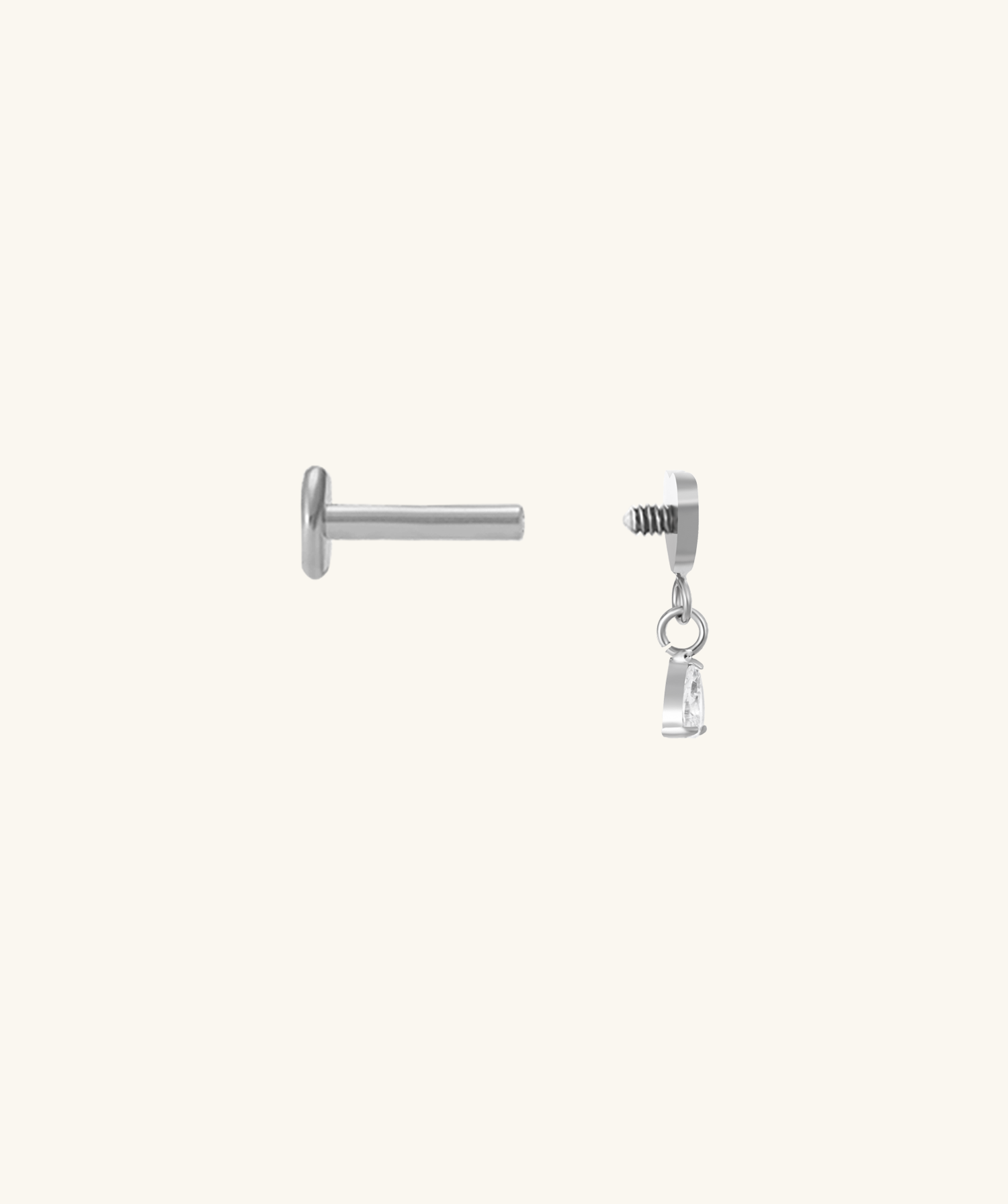 Titanium Heart Drop Gem Stud - OumoJewelry