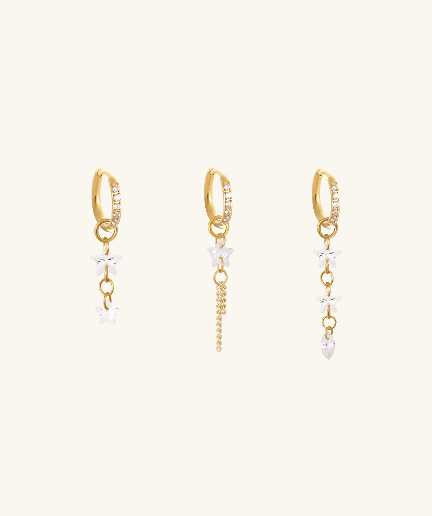 Starfall Chain Charm Hoop - OumoJewelry