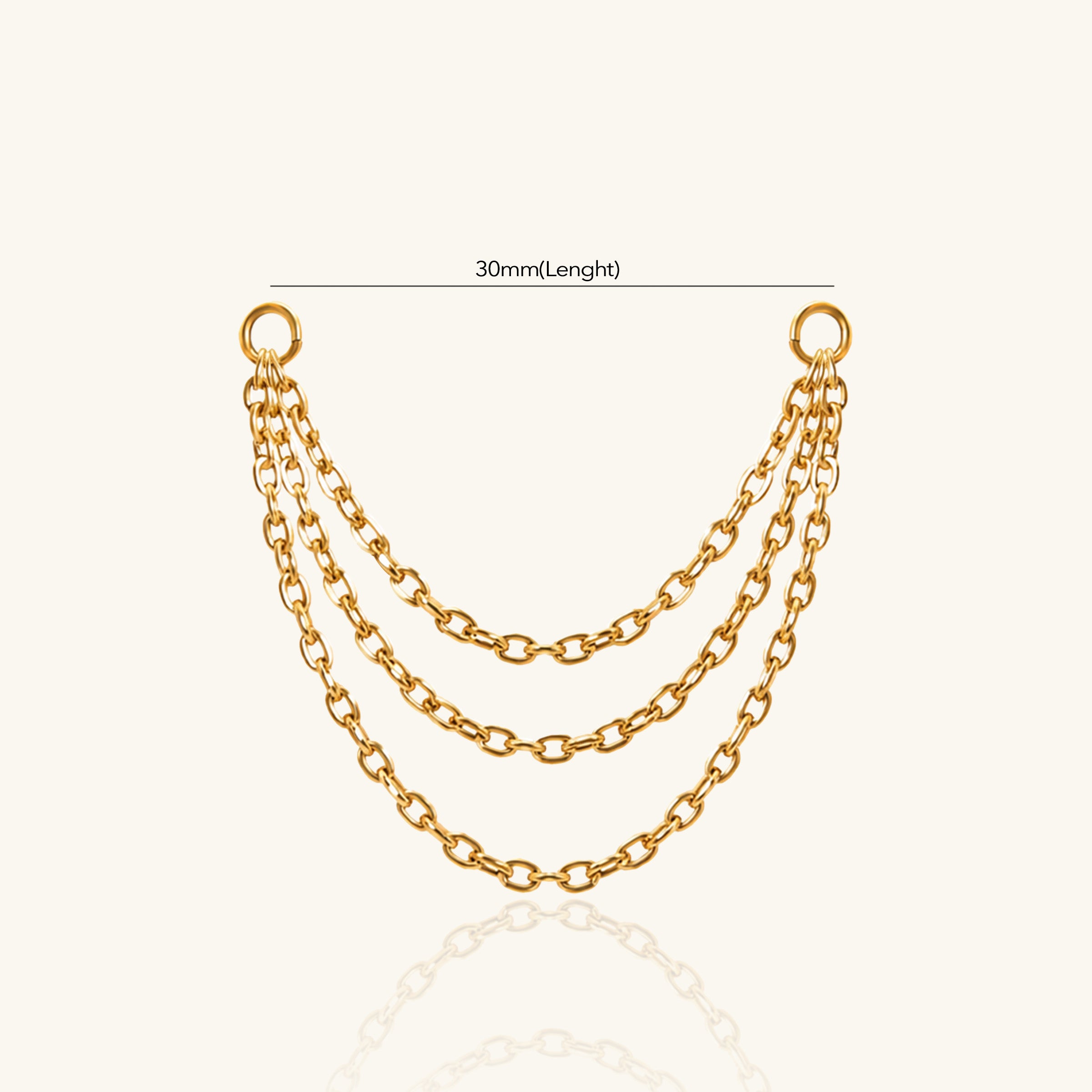 Titanium Three Chains Charm Drop - Titanium - Oumo Jewelry