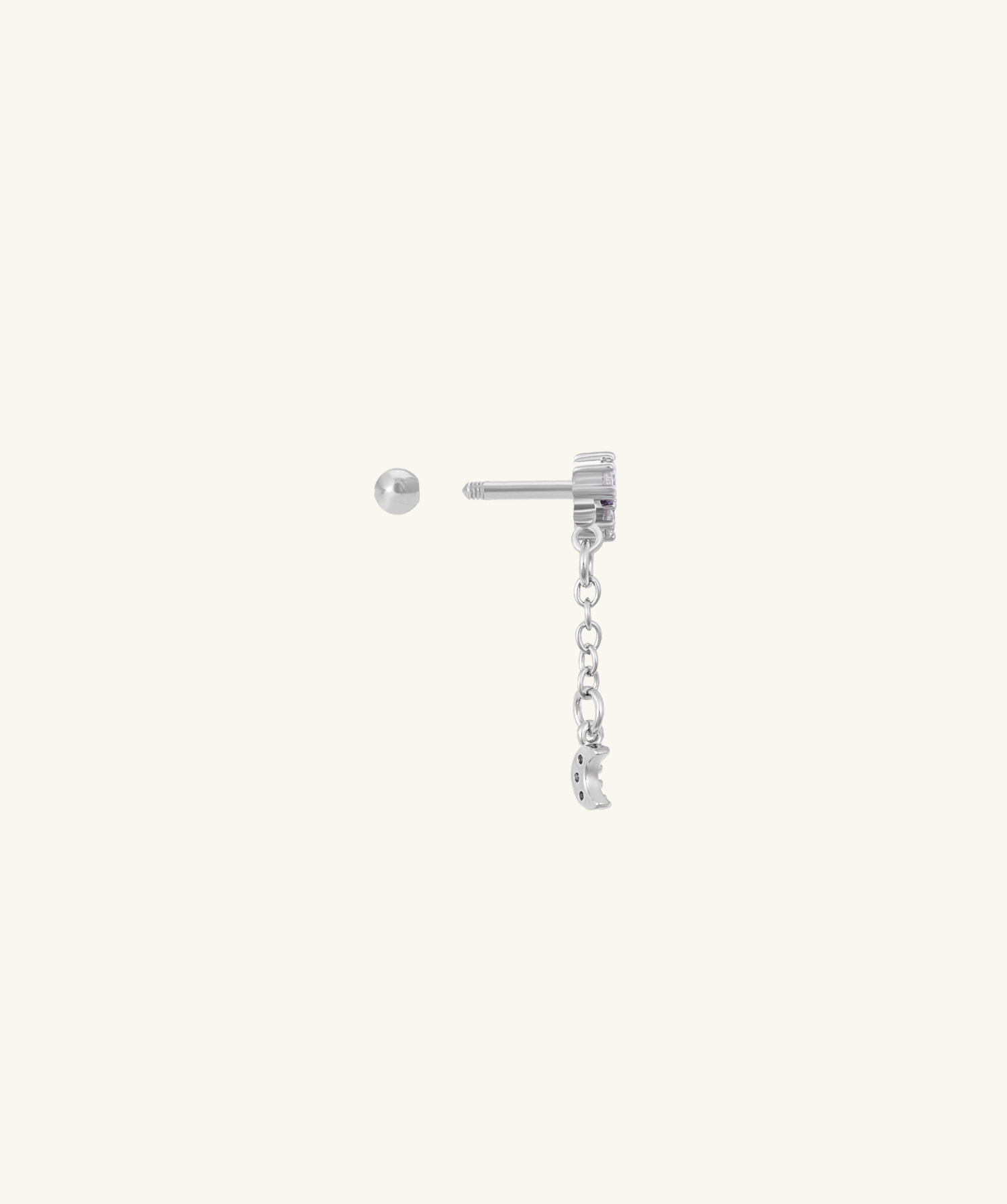 Purple Gem Chain Drop Stud - OumoJewelry