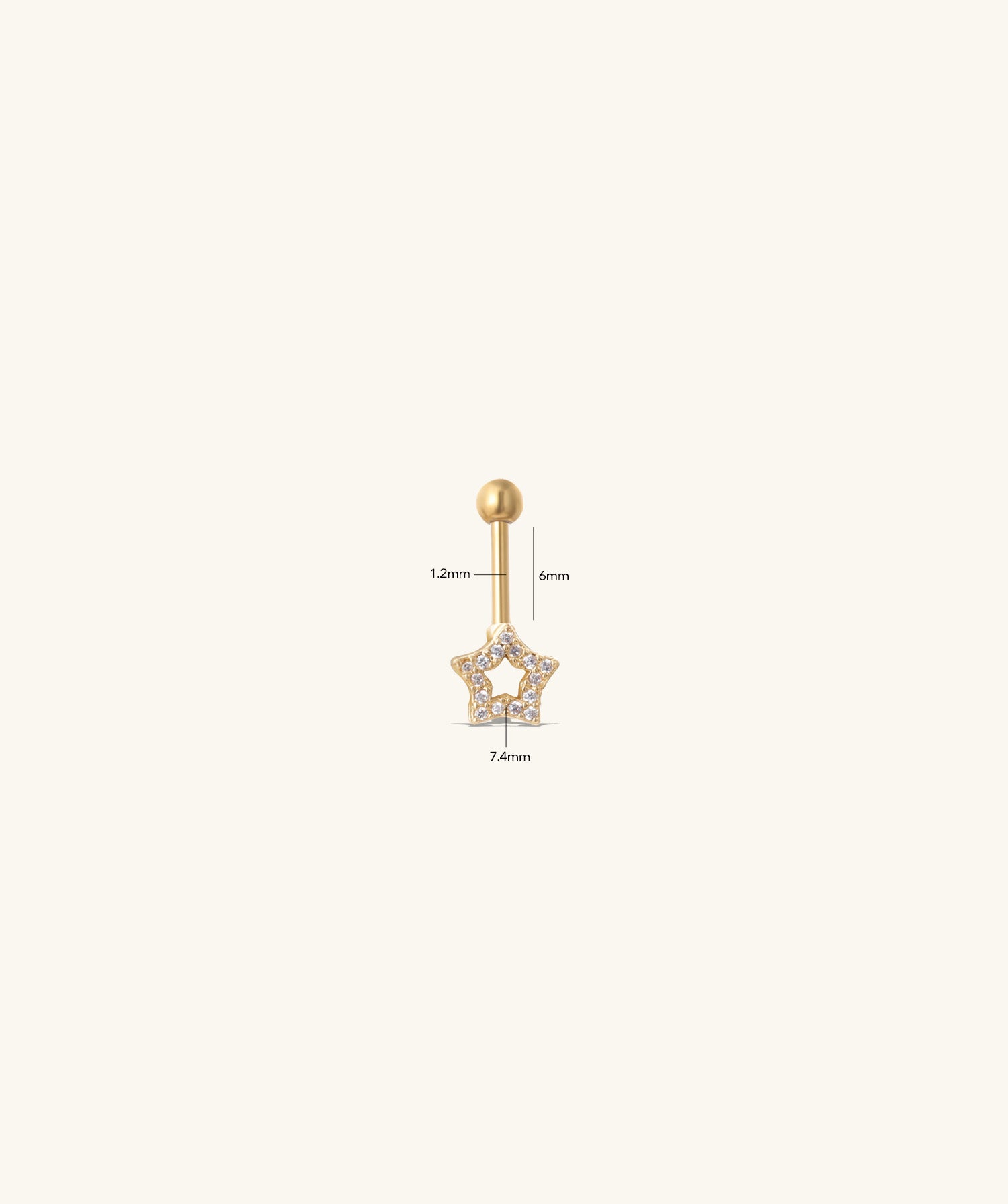 Hollow Star Vertical Helix Stud - Stainless Steel - Vertical Helix - Oumo Jewelry