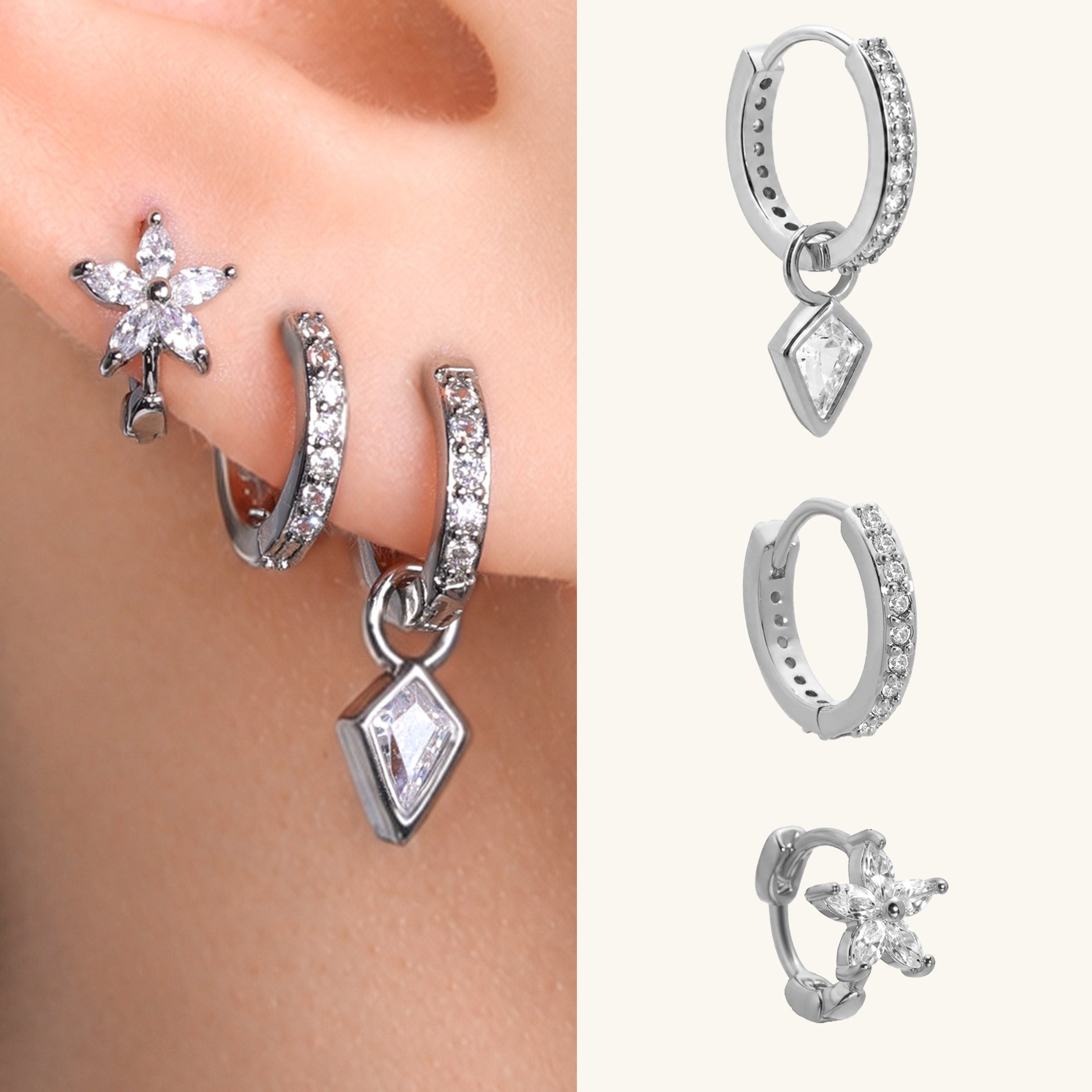 Maren Flower Ear Stack Set