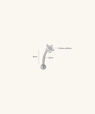 Sparkle Flower Curved Barbell - OumoJewelry