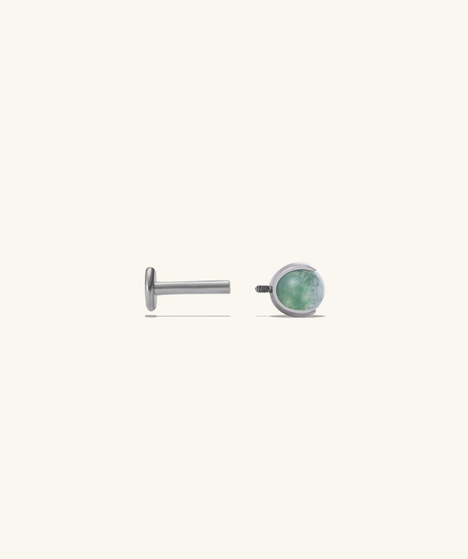 Titanium Water Grass Agate Flatback Stud - OumoJewelry