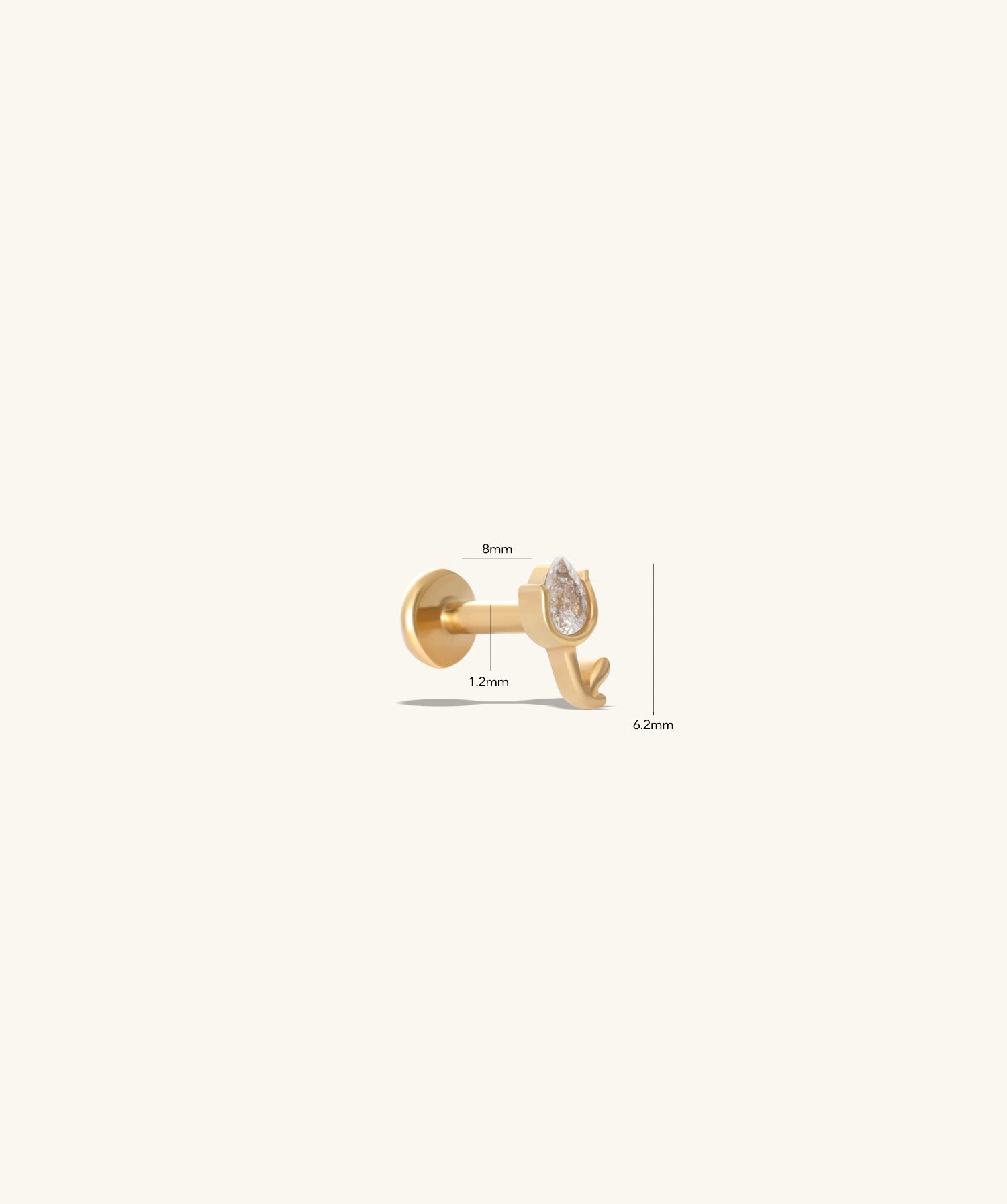 Titanium Mini Tulip Flatback Stud