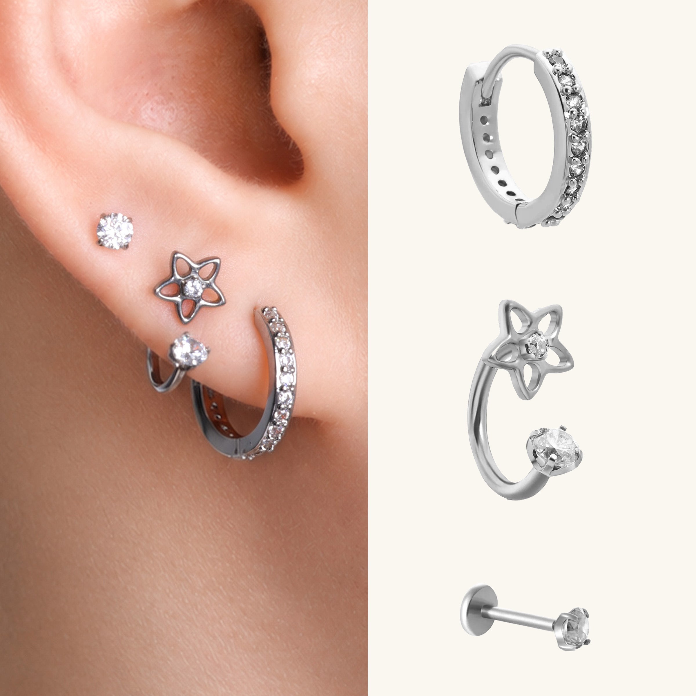 Vanna Flower Ear Stack Set
